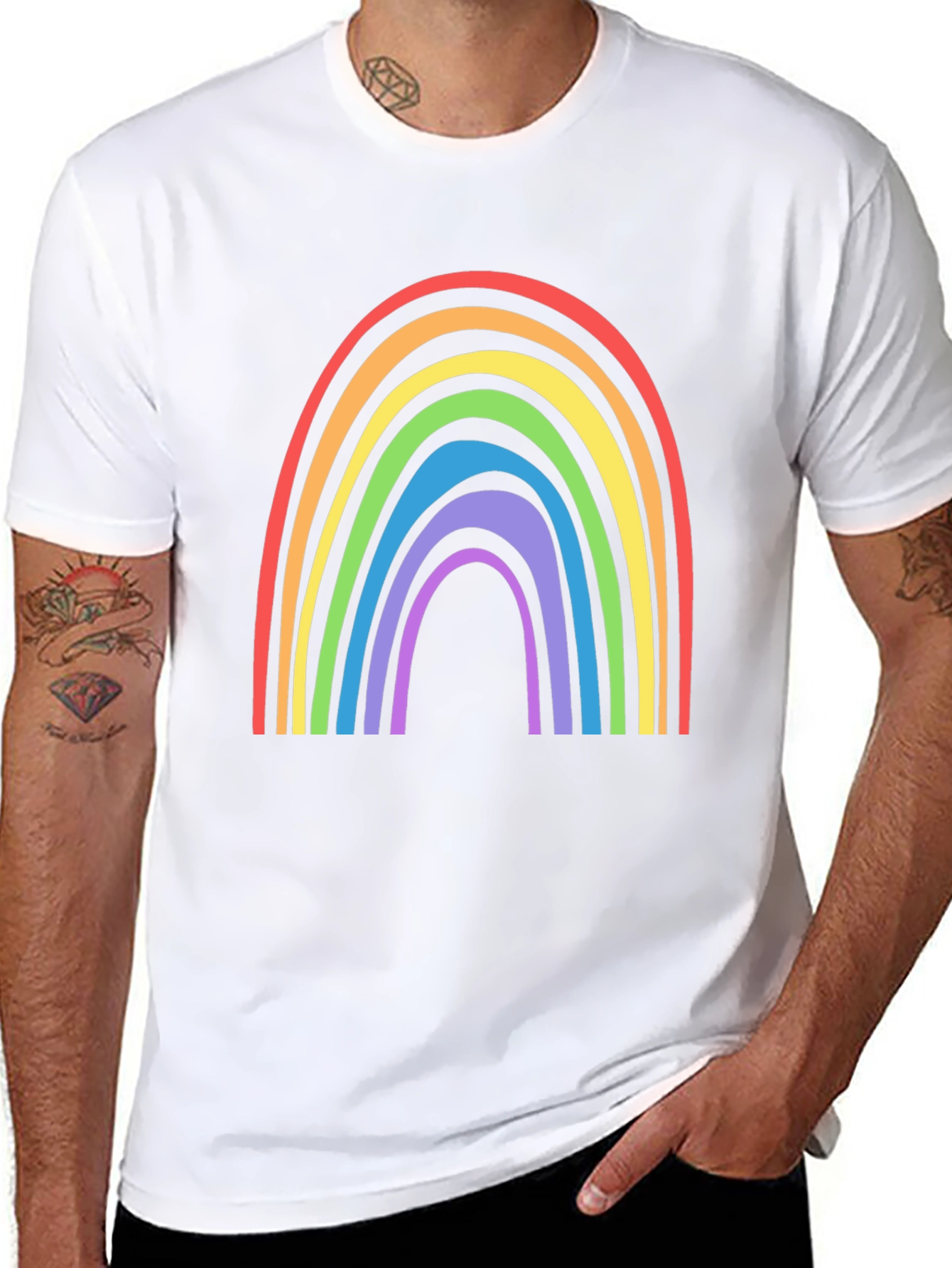 Rainbow Graphic Tee - Black Cotton Blend