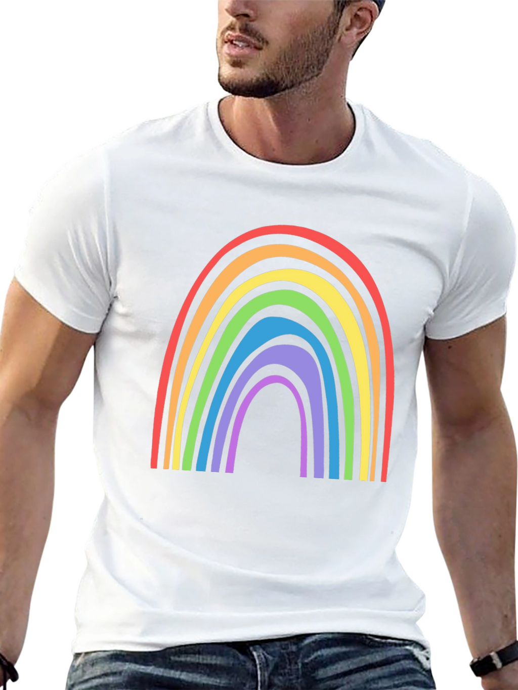 Rainbow Graphic Tee - Black Cotton Blend