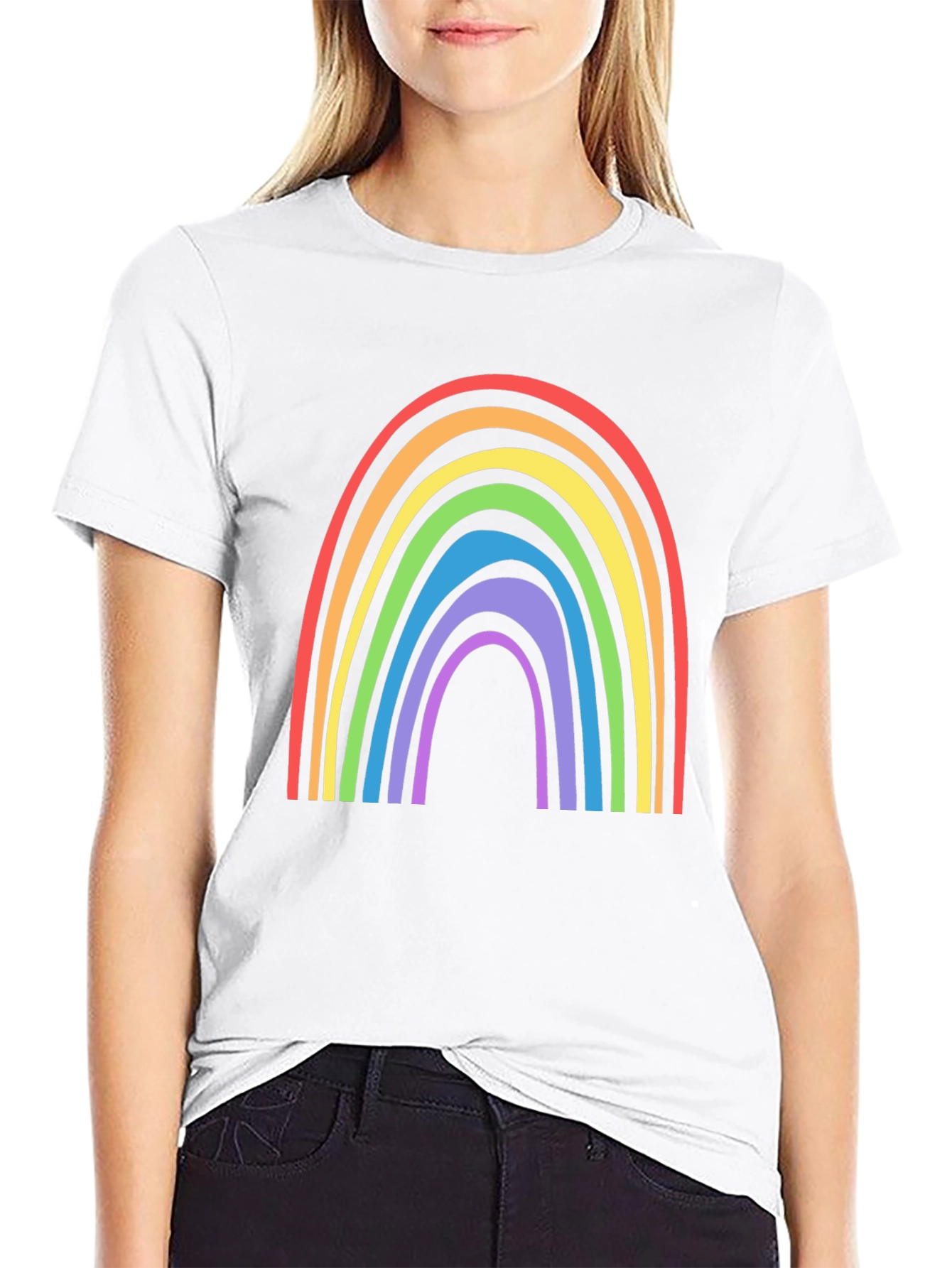 Rainbow Graphic Tee - Black Cotton Blend
