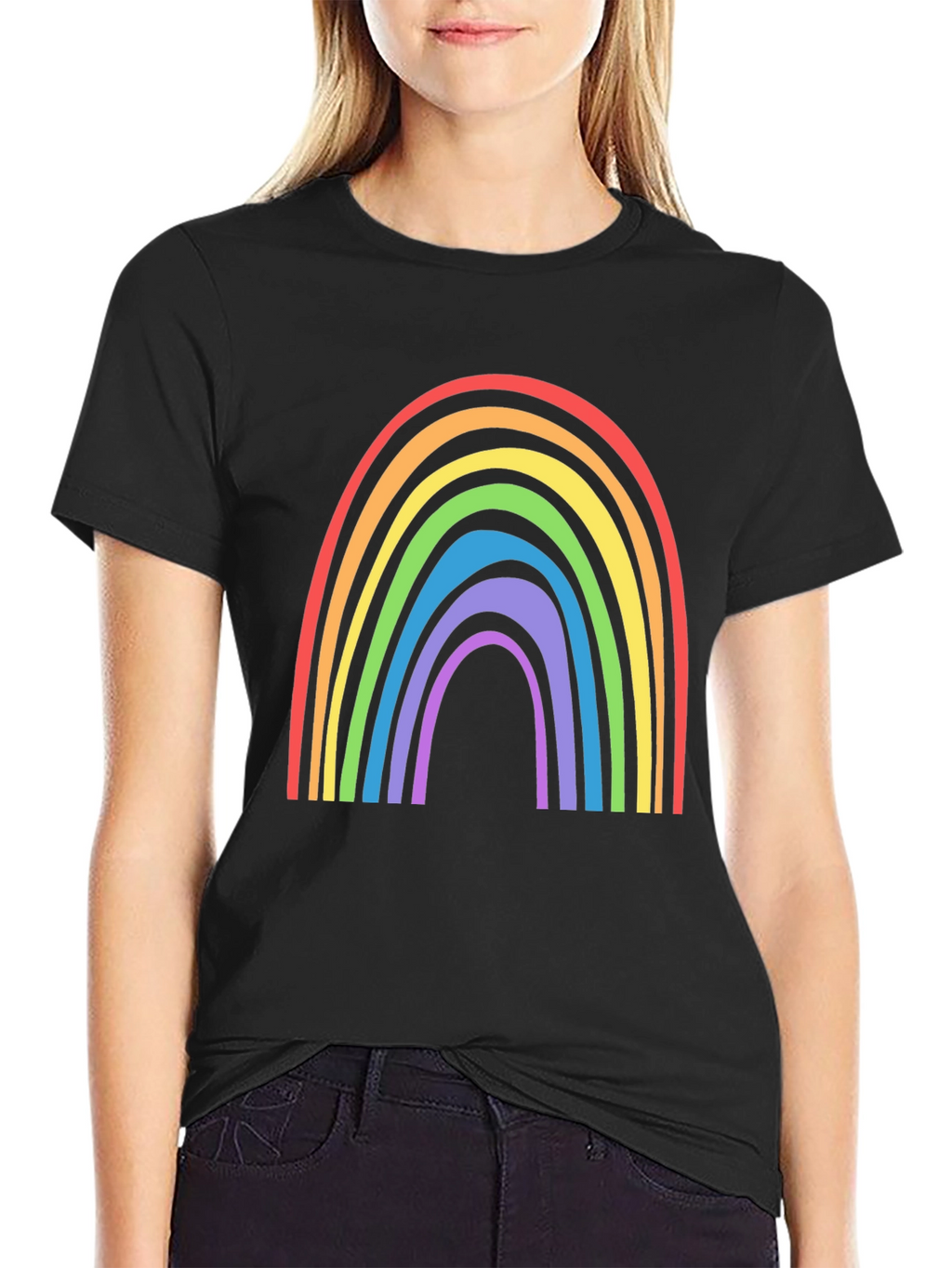 Rainbow Graphic Tee - Black Cotton Blend
