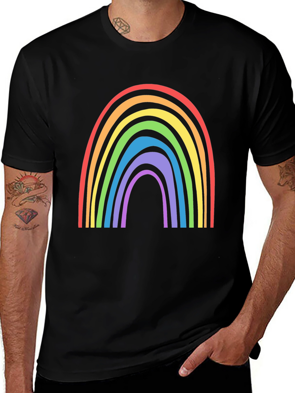 Rainbow Graphic Tee - Black Cotton Blend
