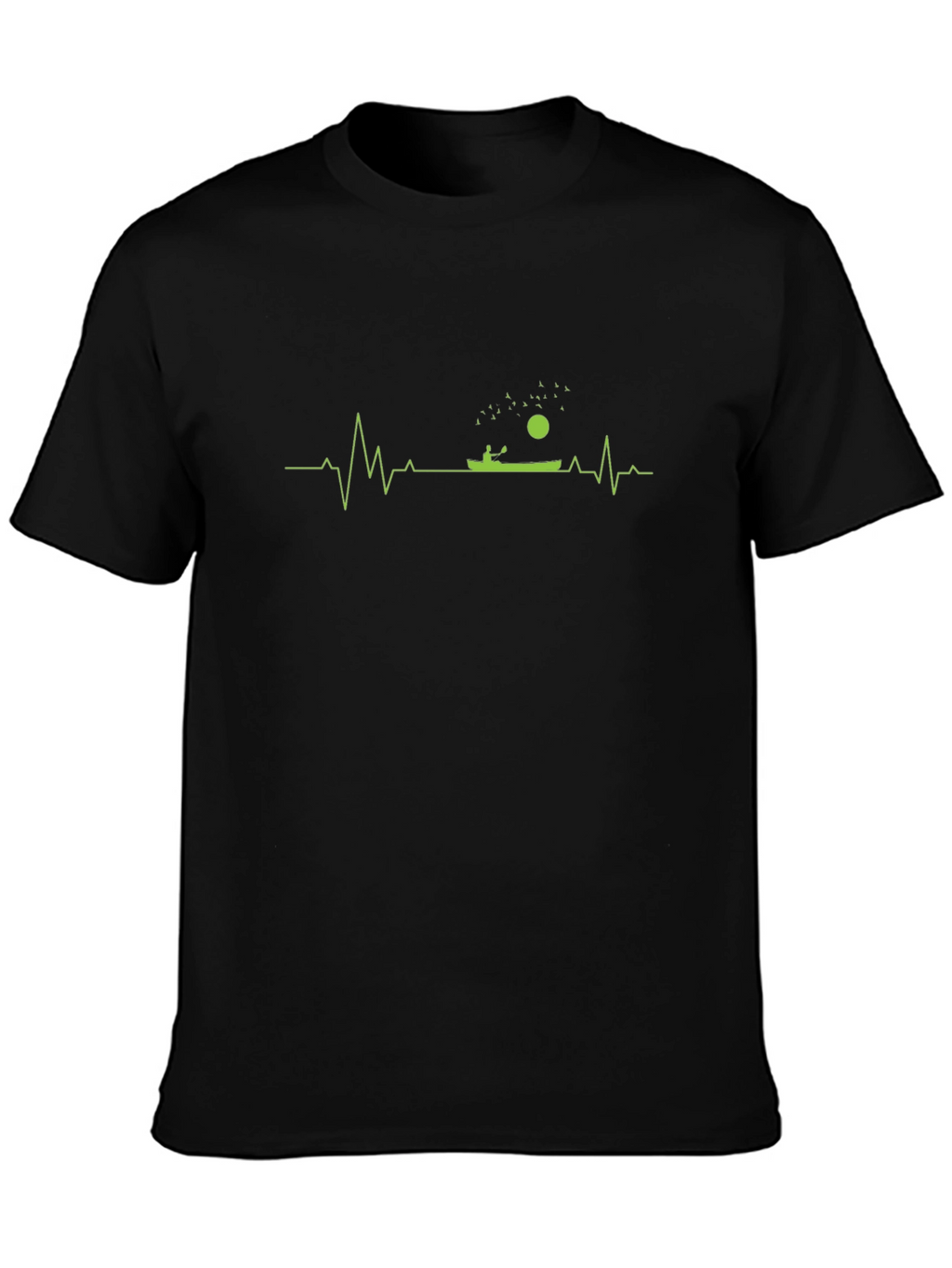 Kayaking Heartbeat Graphic T-Shirt - Black