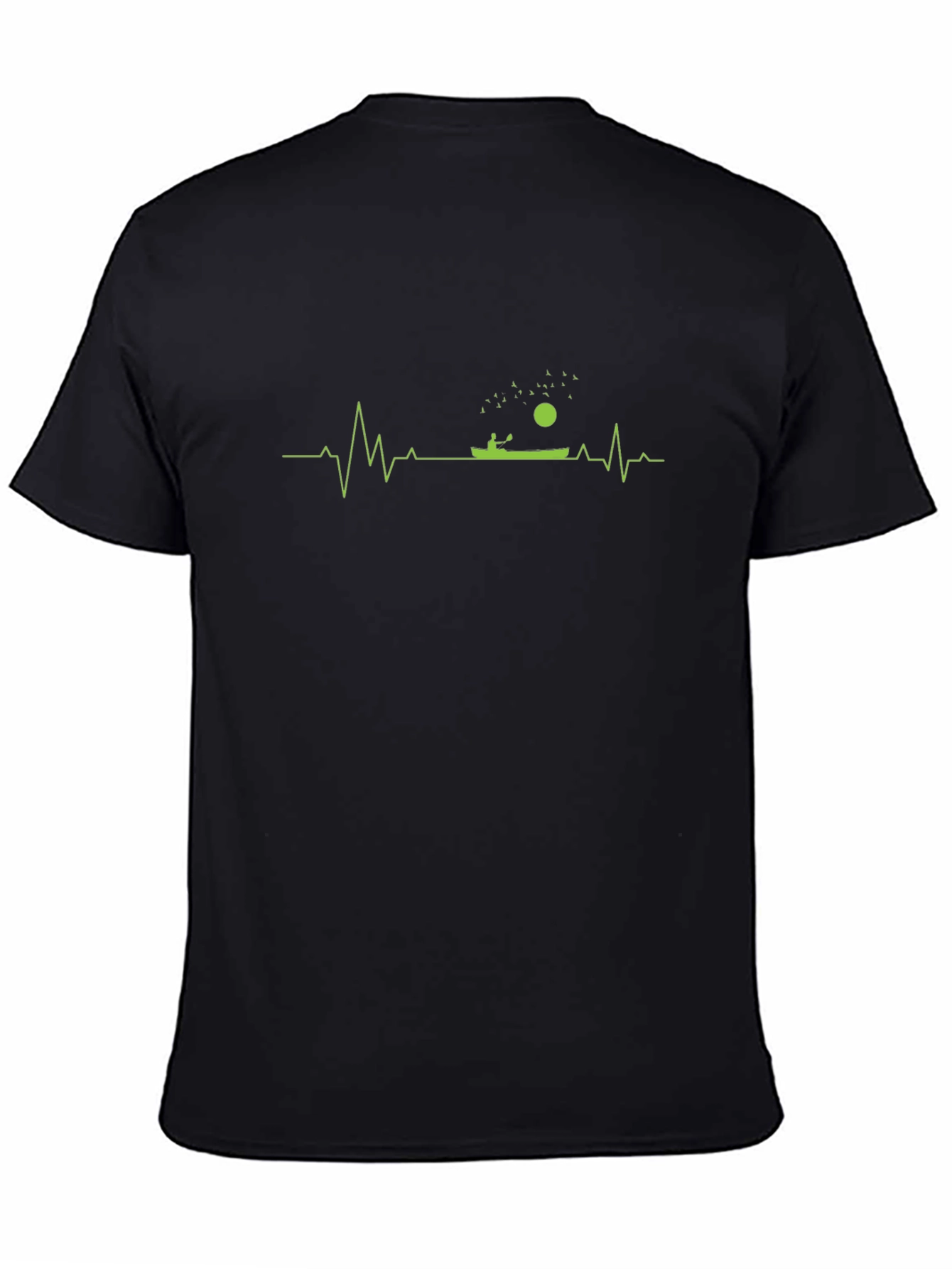 Kayaking Heartbeat Graphic T-Shirt - Black
