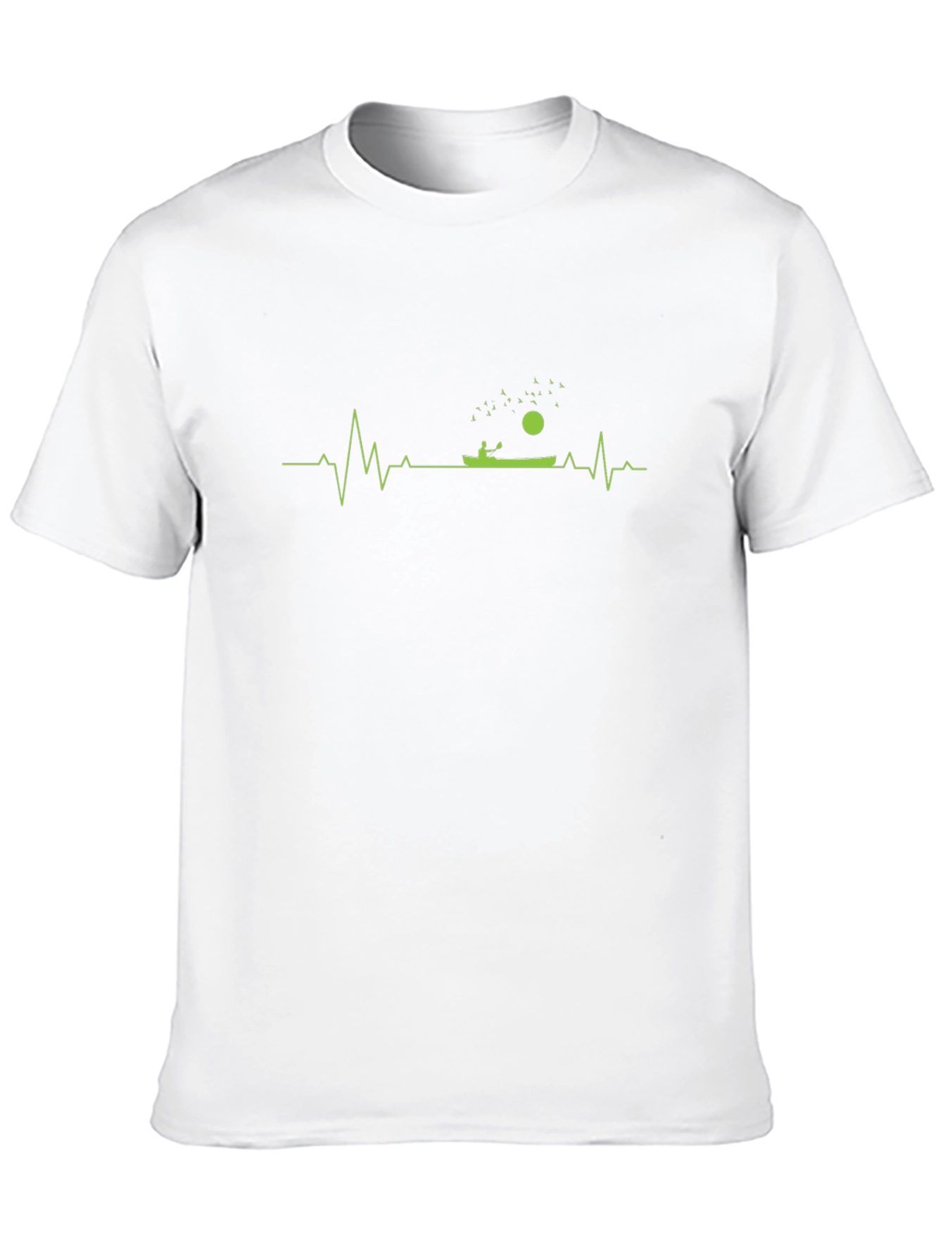 Kayaking Heartbeat Graphic T-Shirt - Black