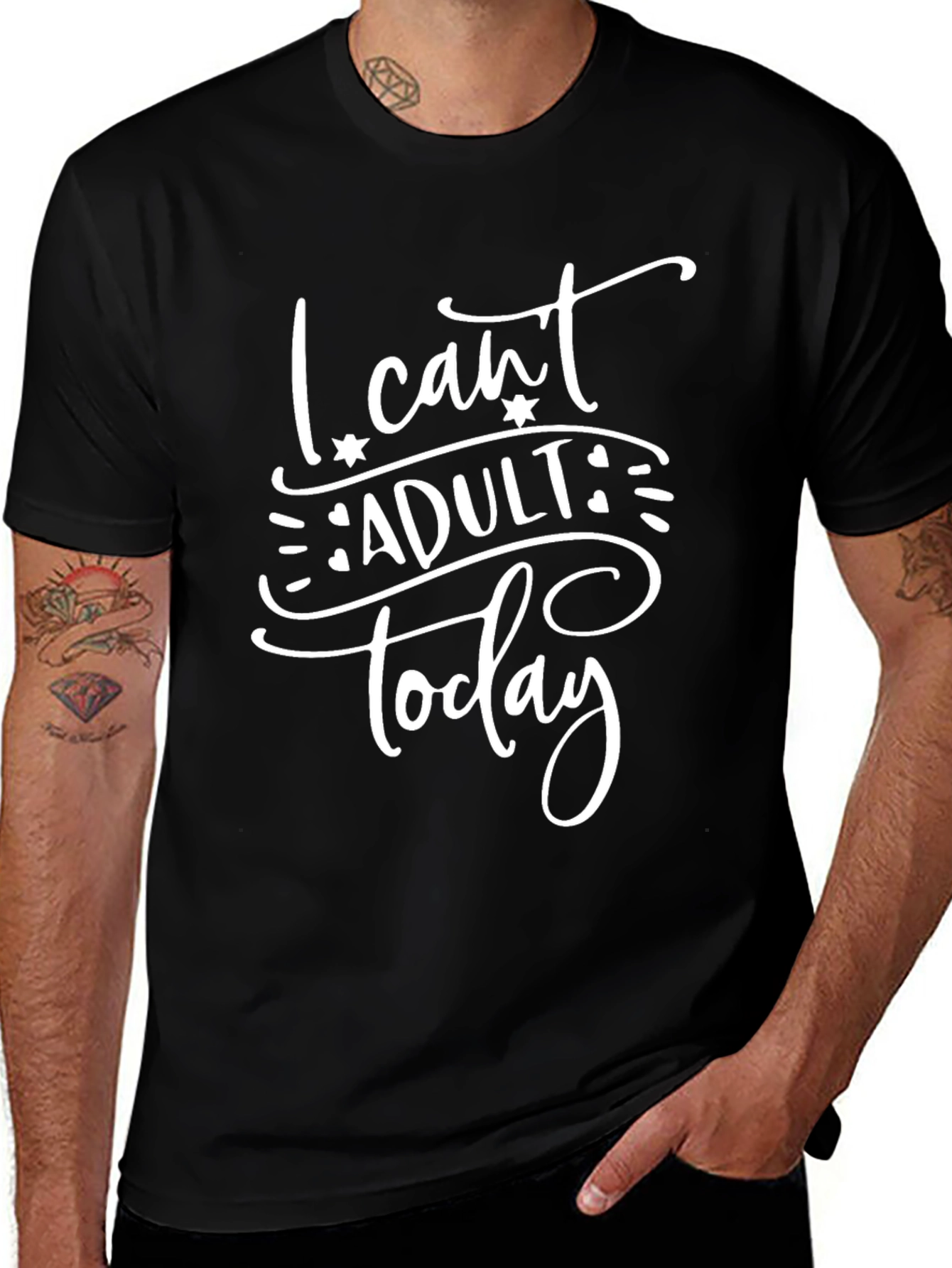 I Cant Adult Today Graphic Tee - Black