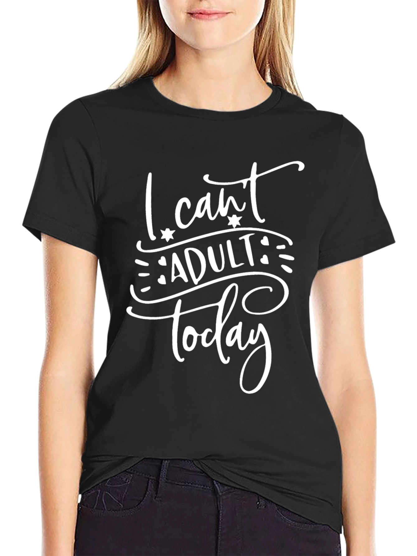 I Cant Adult Today Graphic Tee - Black