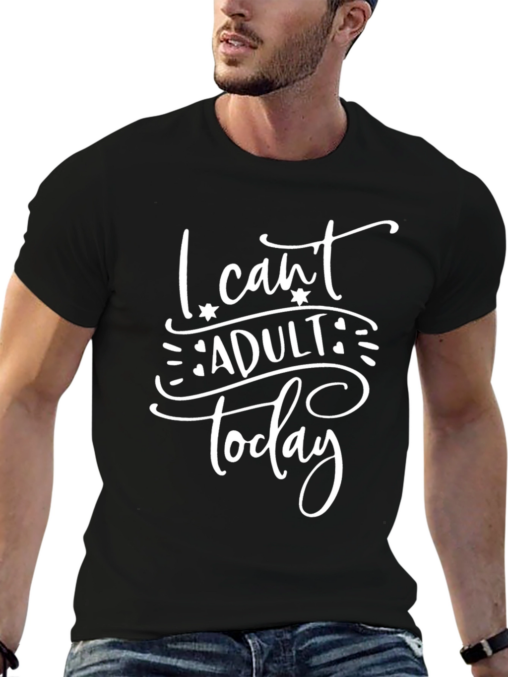 I Cant Adult Today Graphic Tee - Black