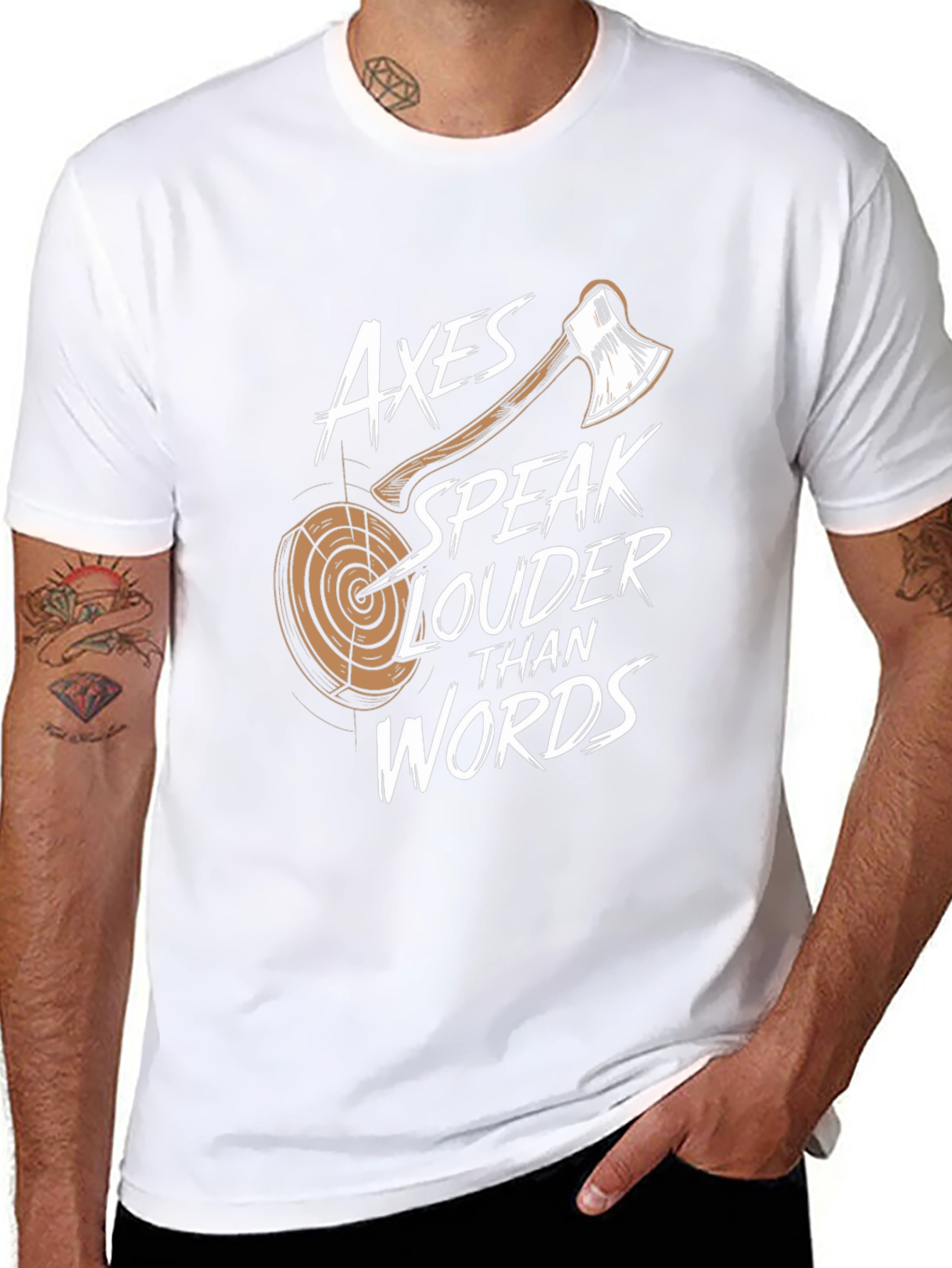 Axes Speak Louder Than Words Black T-Shirt