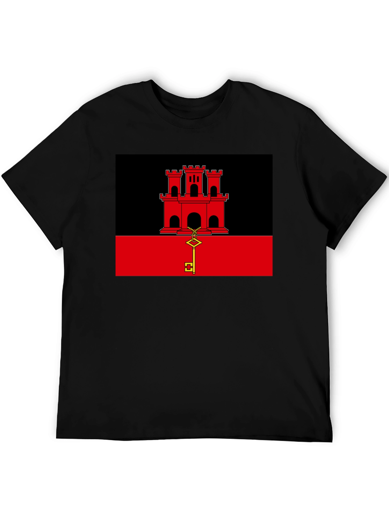 Gibraltar Flag T-Shirt - Black Crew Neck Tee