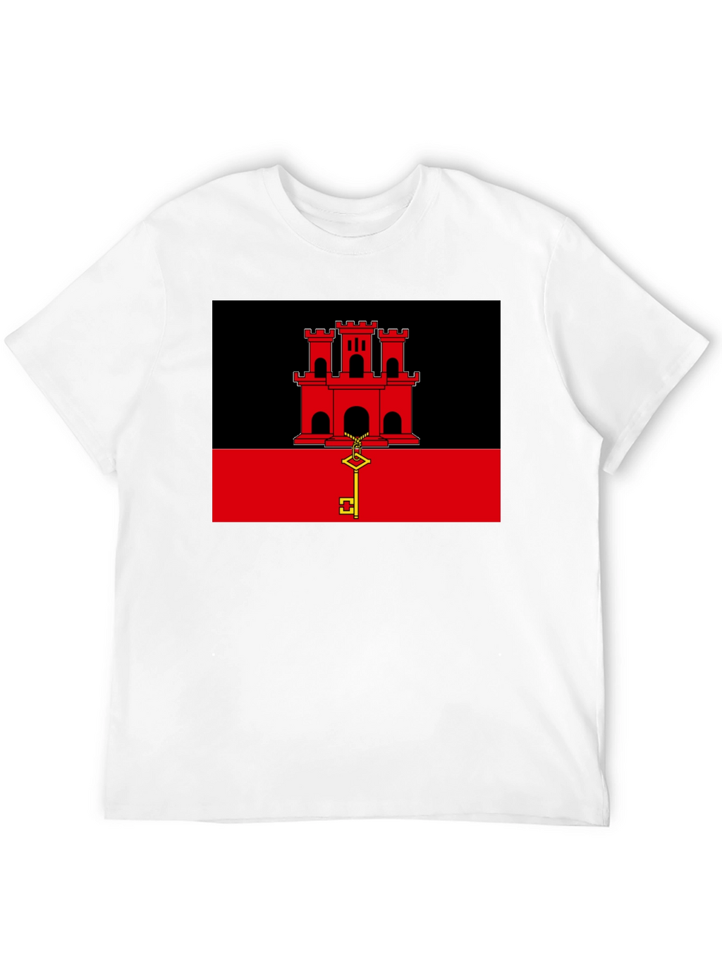 Gibraltar Flag T-Shirt - Black Crew Neck Tee