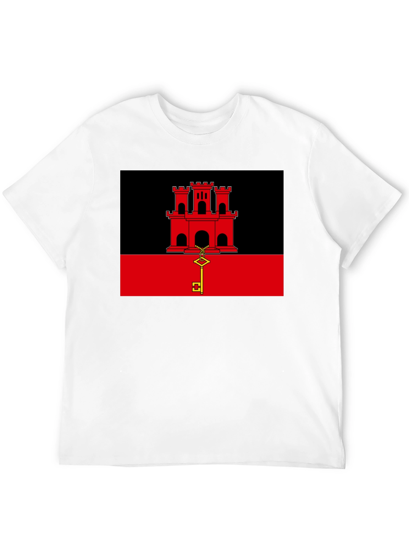 Gibraltar Flag T-Shirt - Black Crew Neck Tee