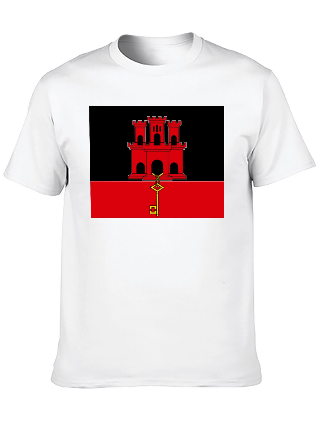 Gibraltar Flag T-Shirt - Black Crew Neck Tee