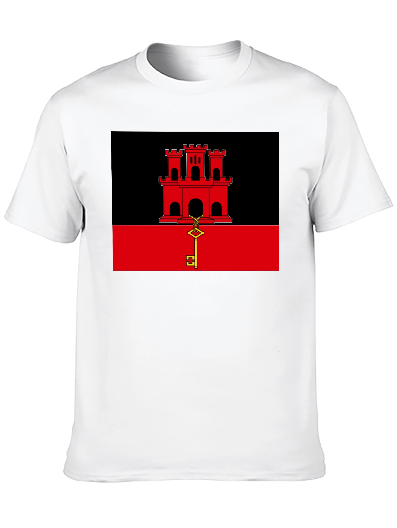 Gibraltar Flag T-Shirt - Black Crew Neck Tee