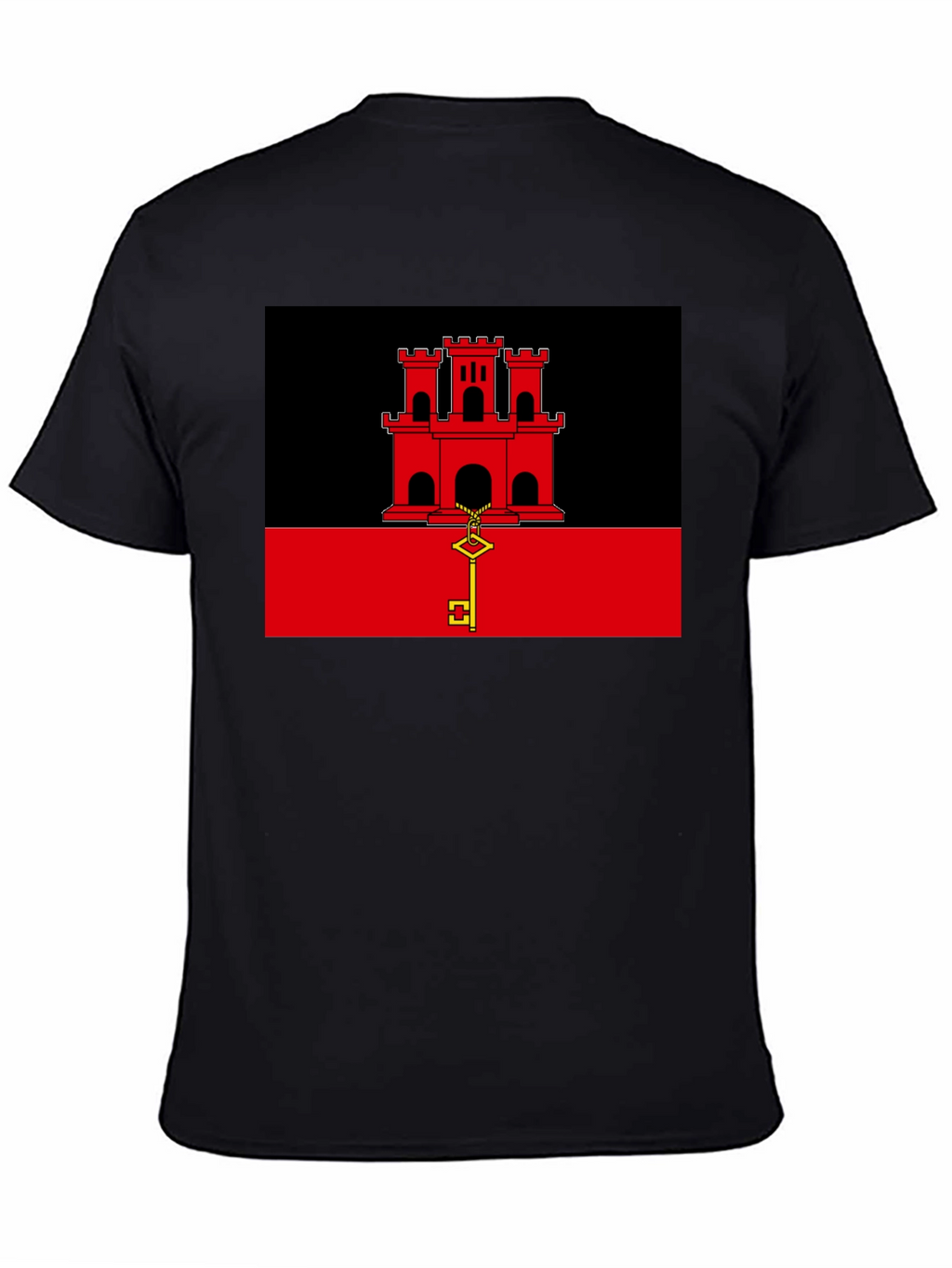 Gibraltar Flag T-Shirt - Black Crew Neck Tee
