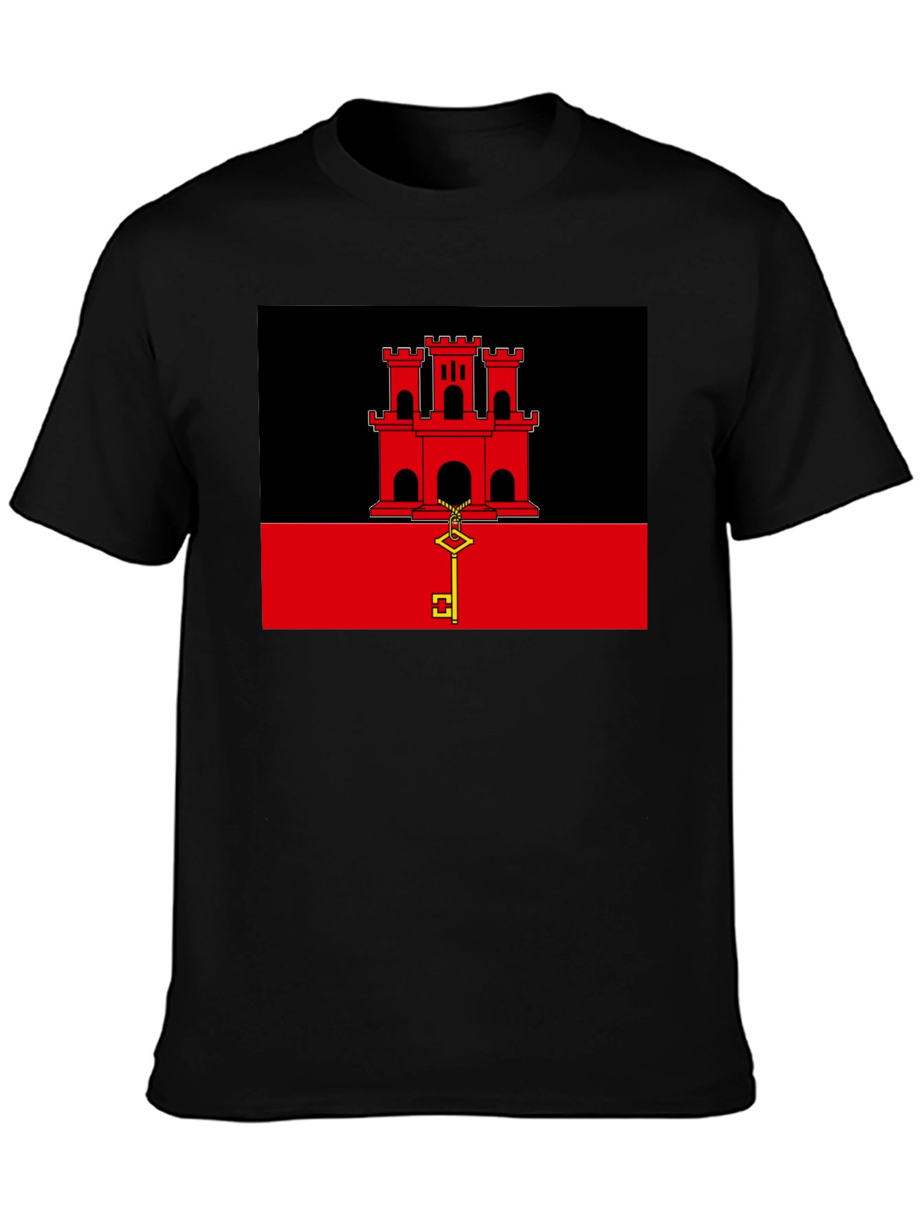 Gibraltar Flag T-Shirt - Black Crew Neck Tee