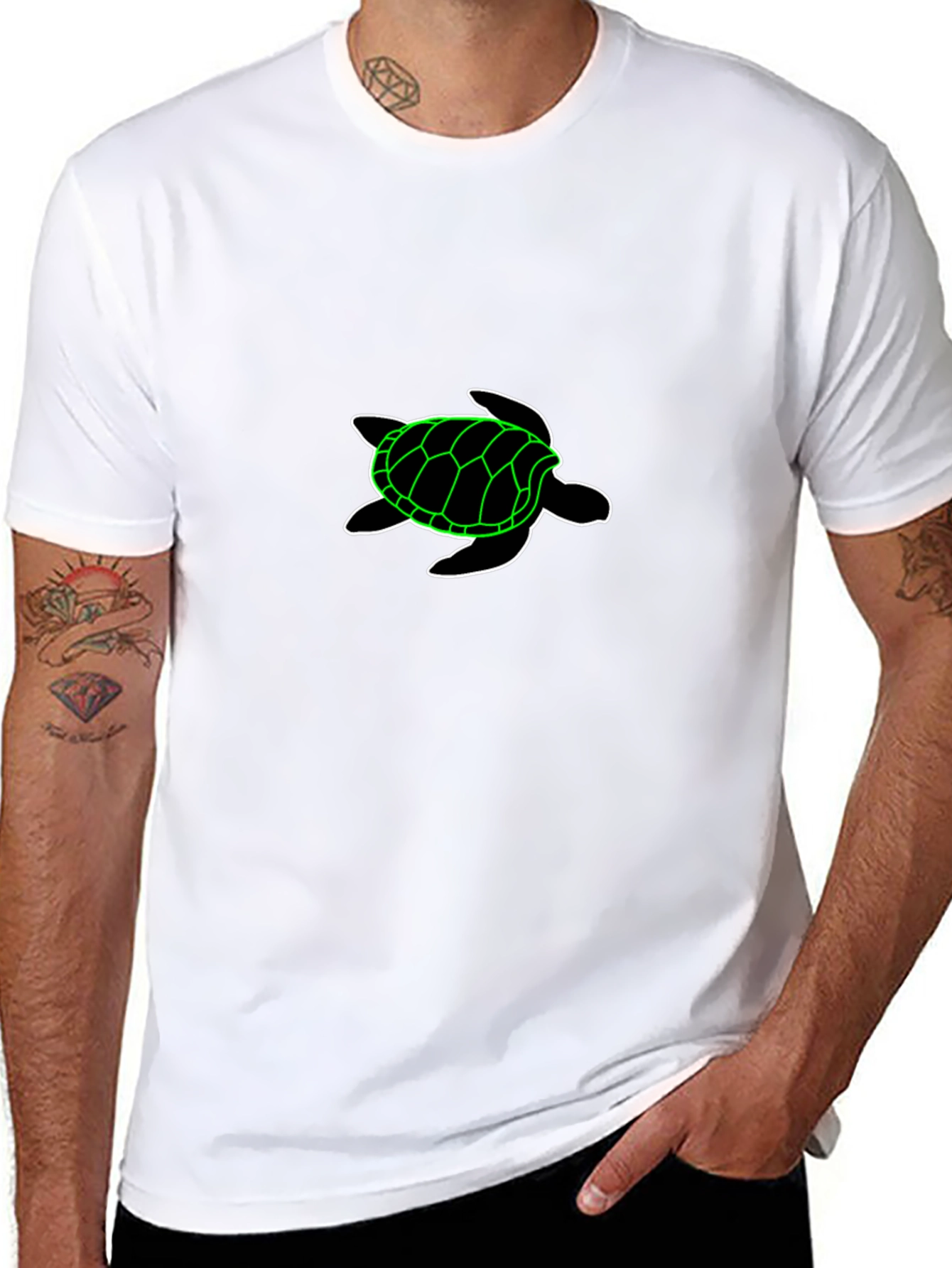 Neon Turtle Black T-Shirt