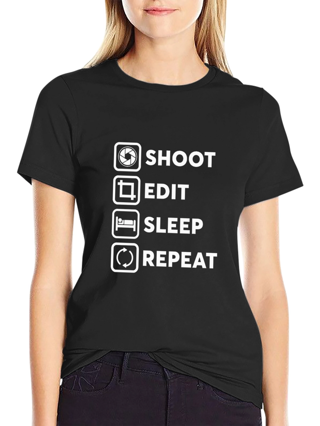 Shoot Edit Sleep Repeat Graphic Tee