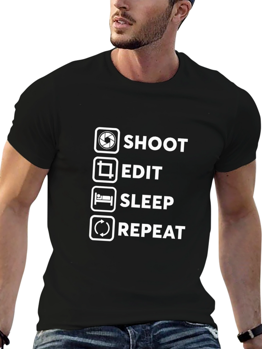 Shoot Edit Sleep Repeat Graphic Tee