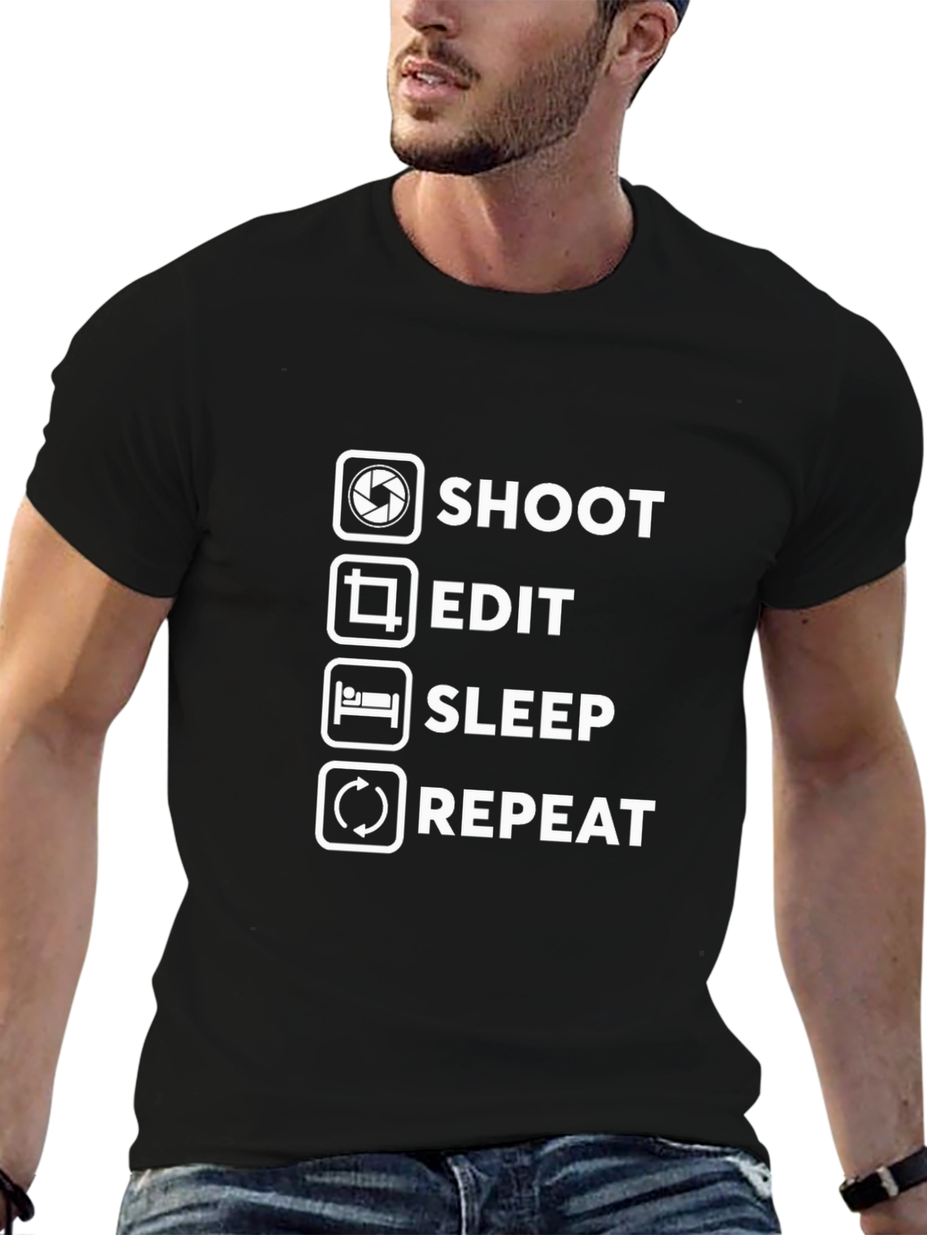 Shoot Edit Sleep Repeat Graphic Tee