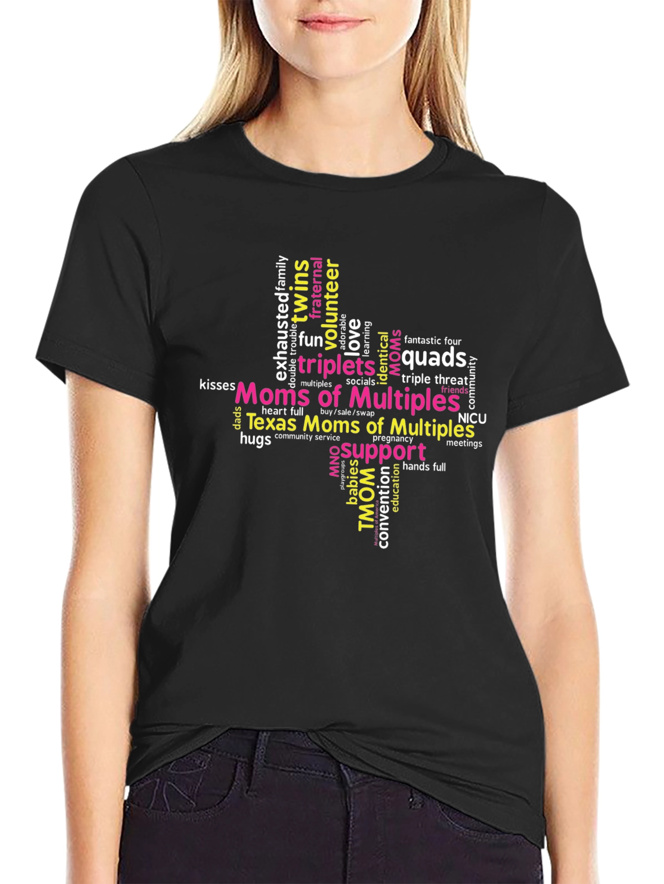 Moms of Multiples T-Shirt - Support Love Twins Triplets & Quads