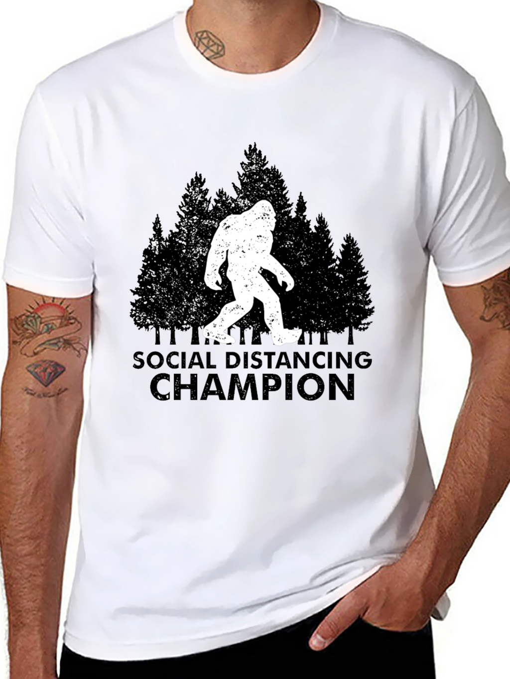 Social Distancing Champion T-Shirt Bigfoot Graphic Tee