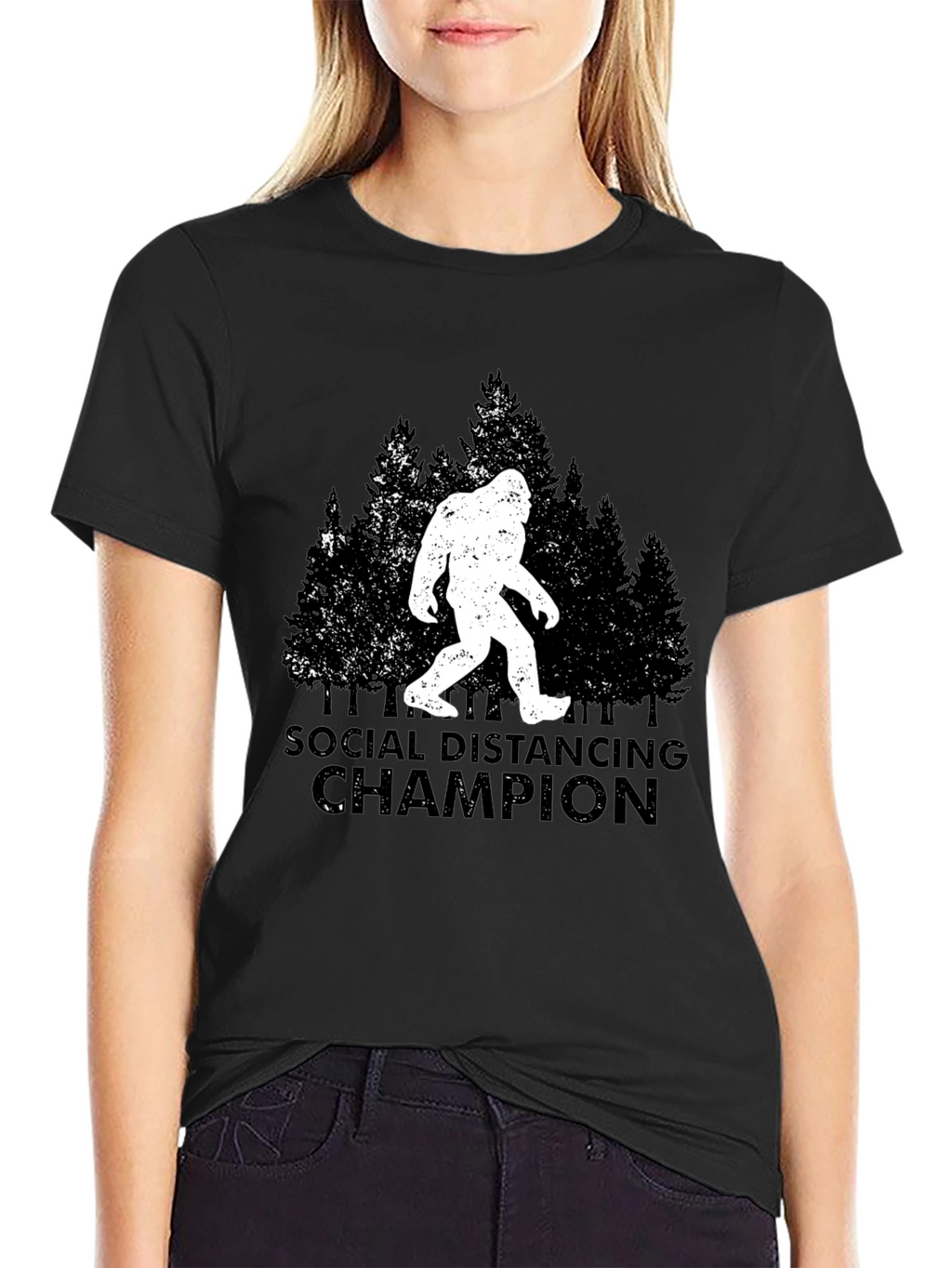 Social Distancing Champion T-Shirt Bigfoot Graphic Tee