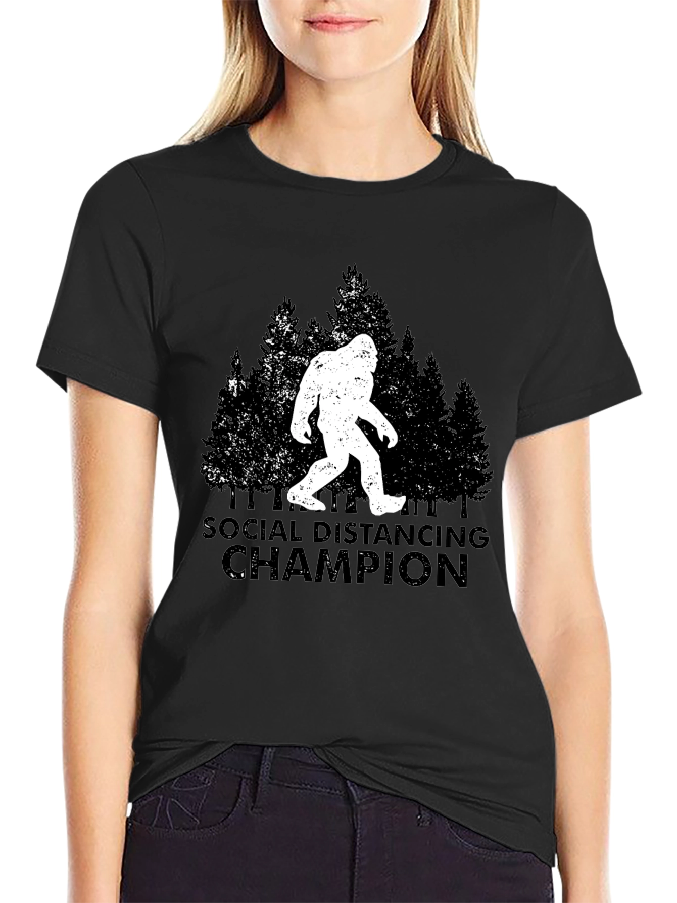 Social Distancing Champion T-Shirt Bigfoot Graphic Tee