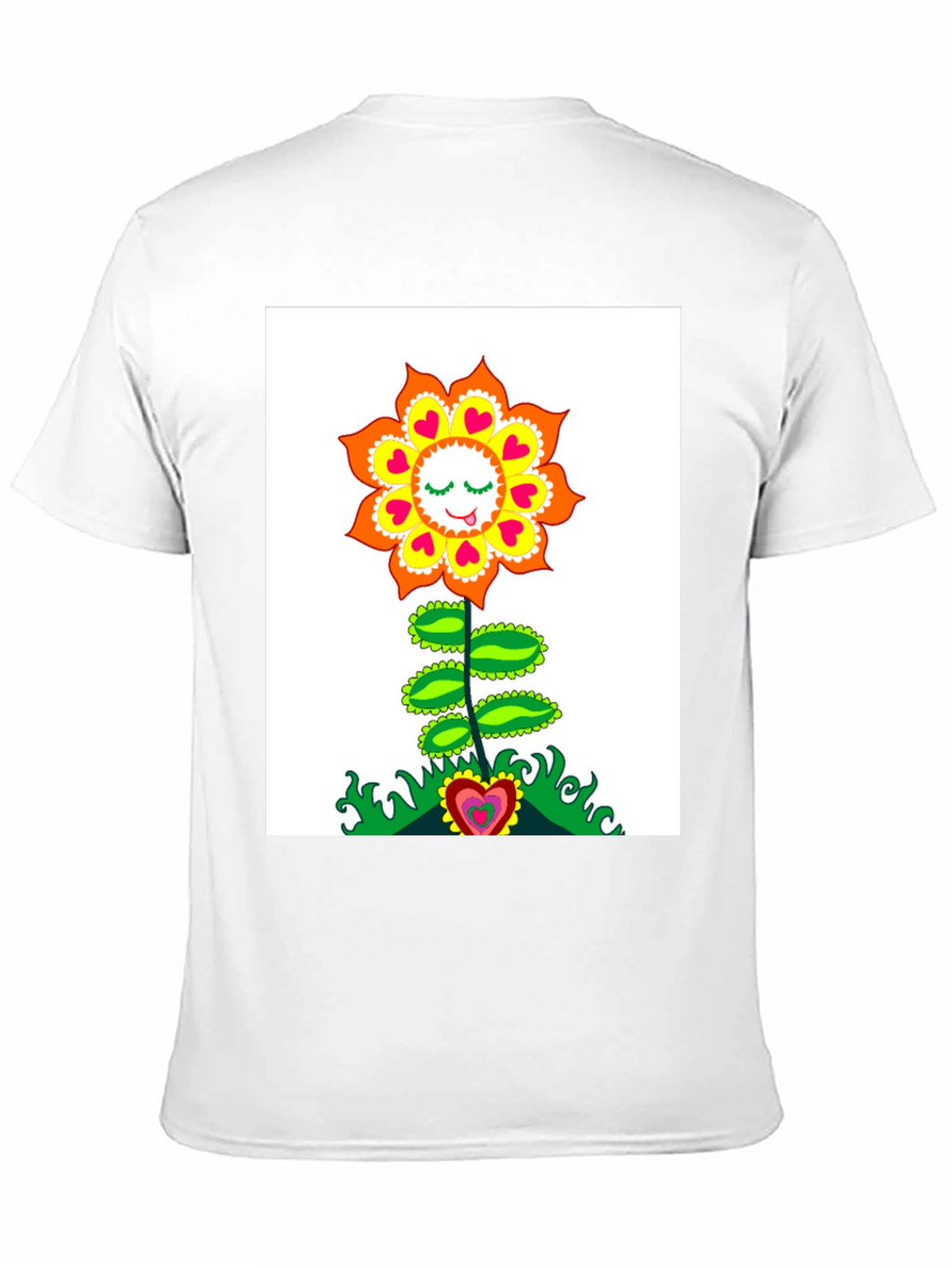 Groovy Heart Flower Graphic Tee - Black