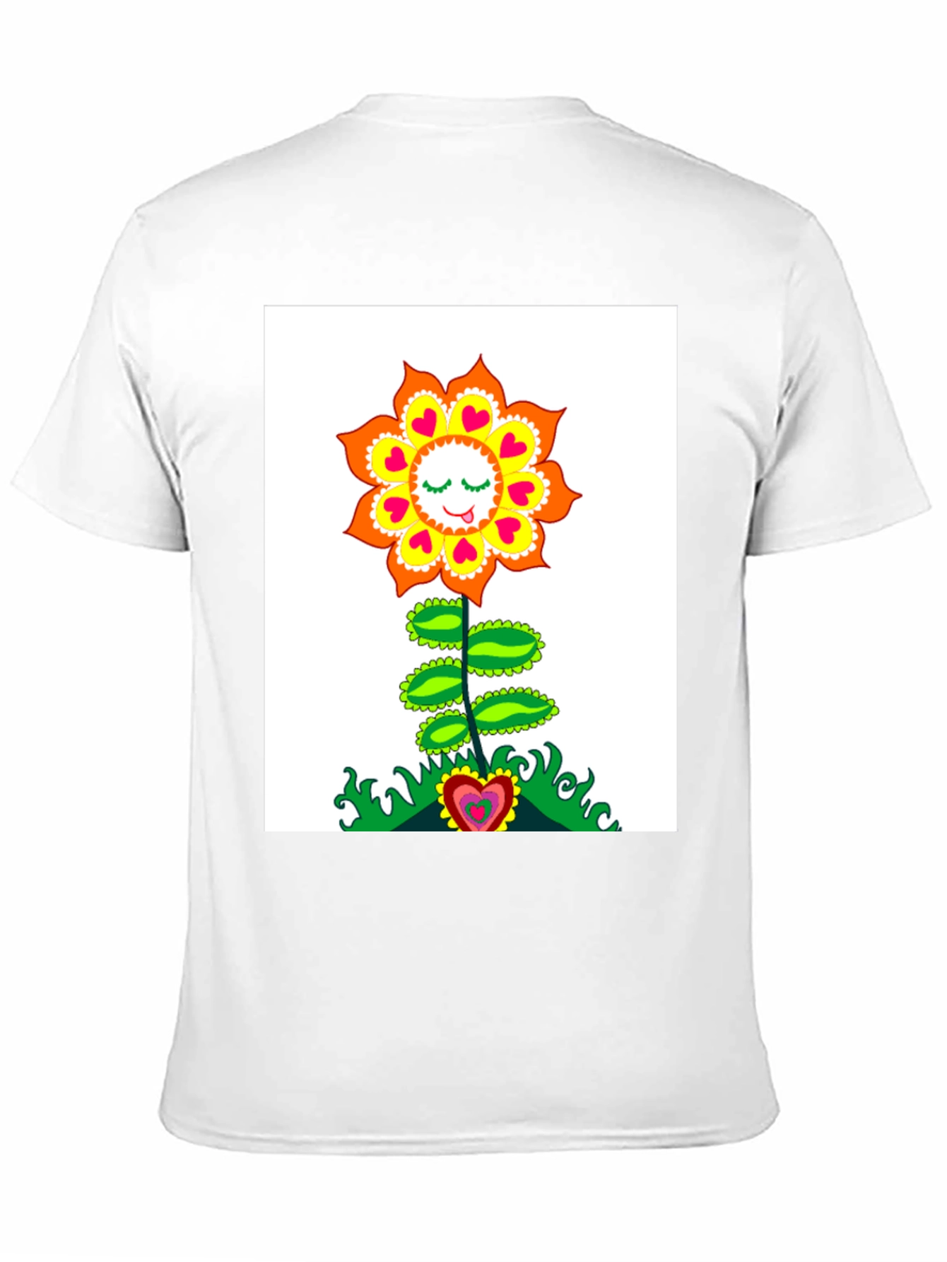 Groovy Heart Flower Graphic Tee - Black