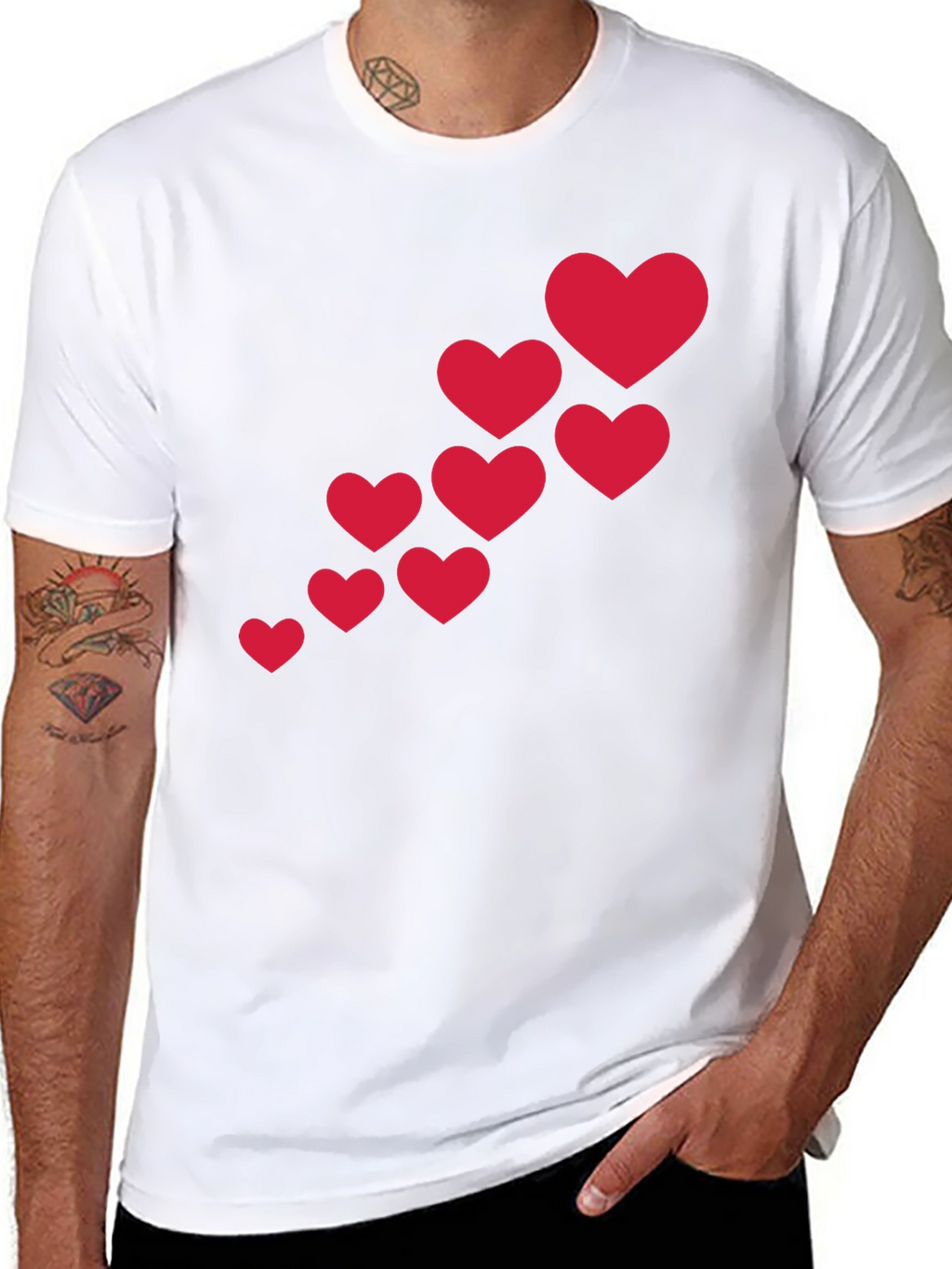 Heart Cascade Black T-Shirt