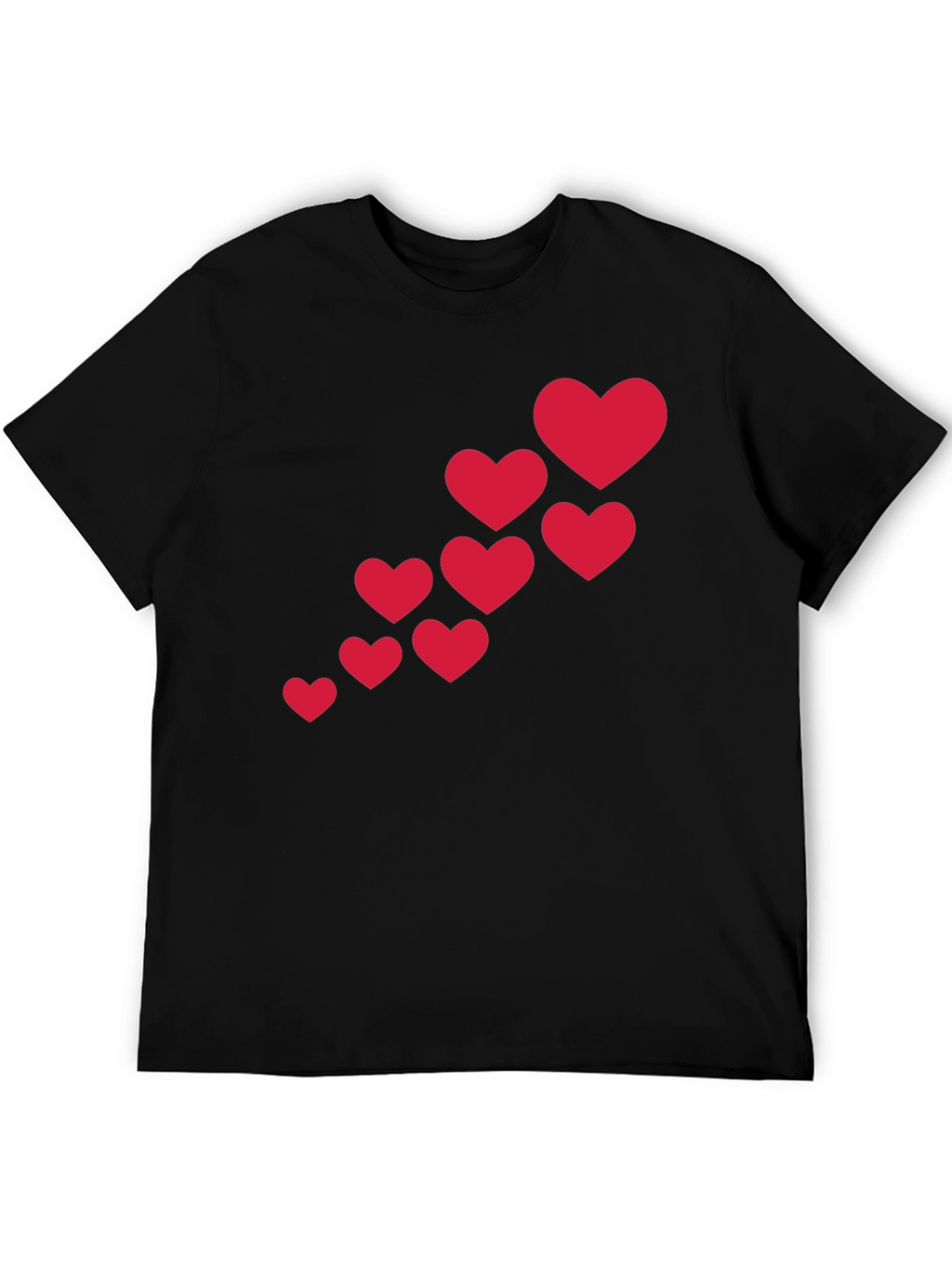 Heart Cascade Black T-Shirt