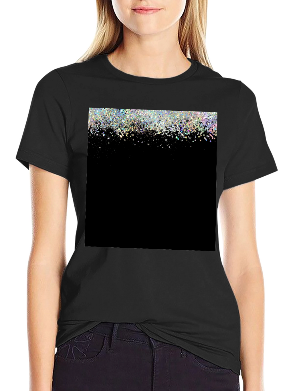 Sparkle Fade Black T-Shirt - Stylish & Trendy