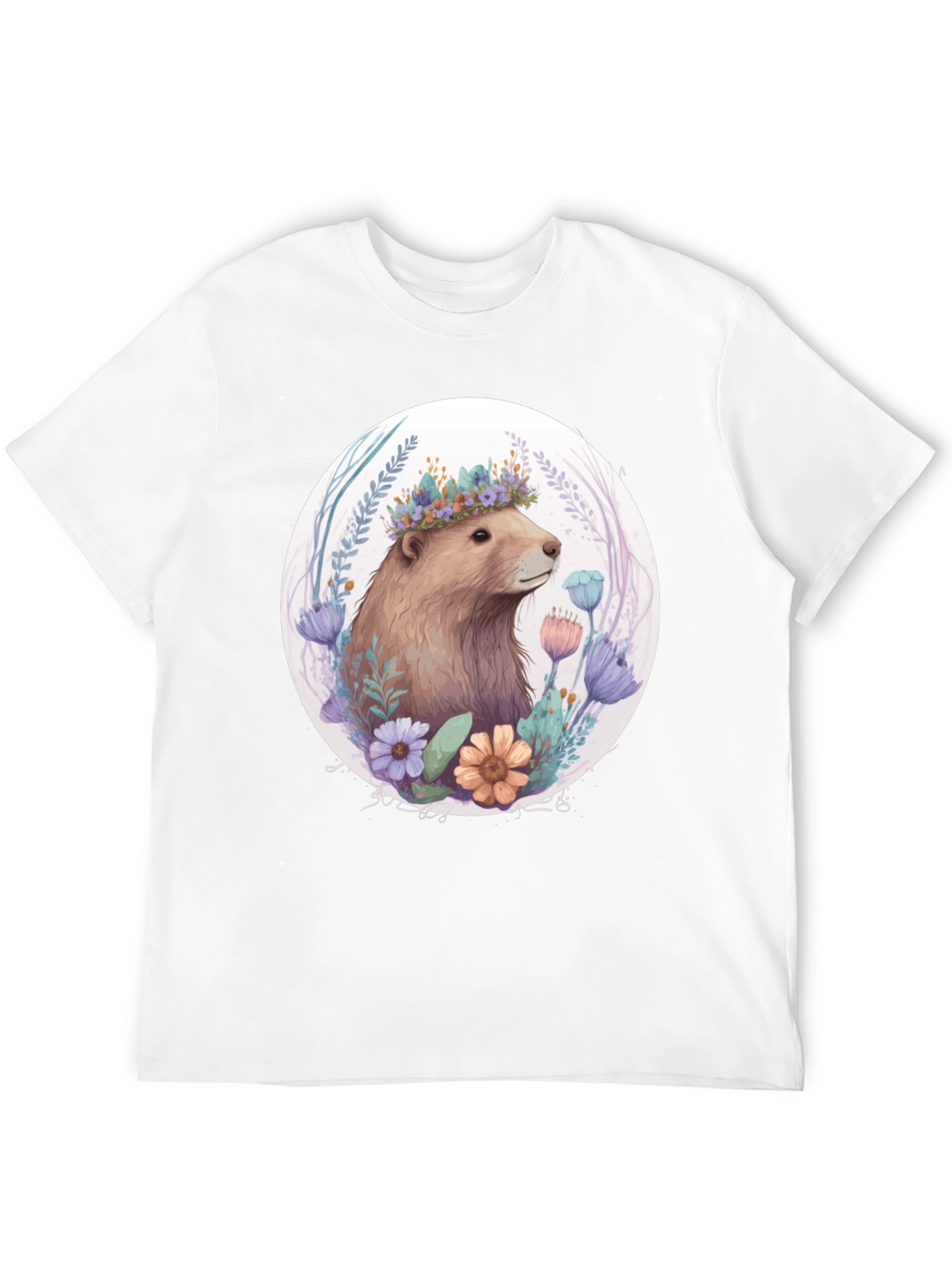 Floral Crown Beaver Graphic T-Shirt