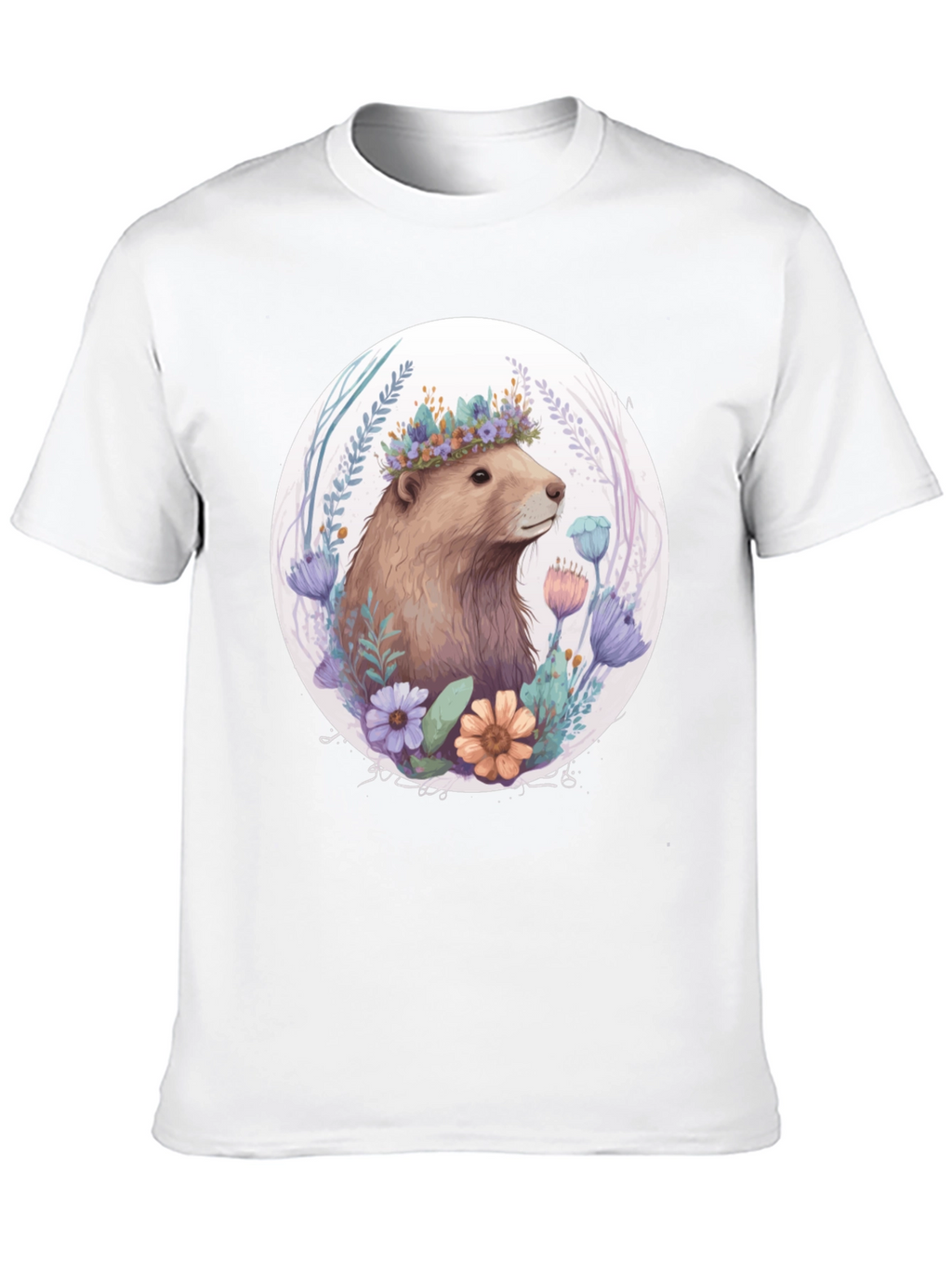 Floral Crown Beaver Graphic T-Shirt