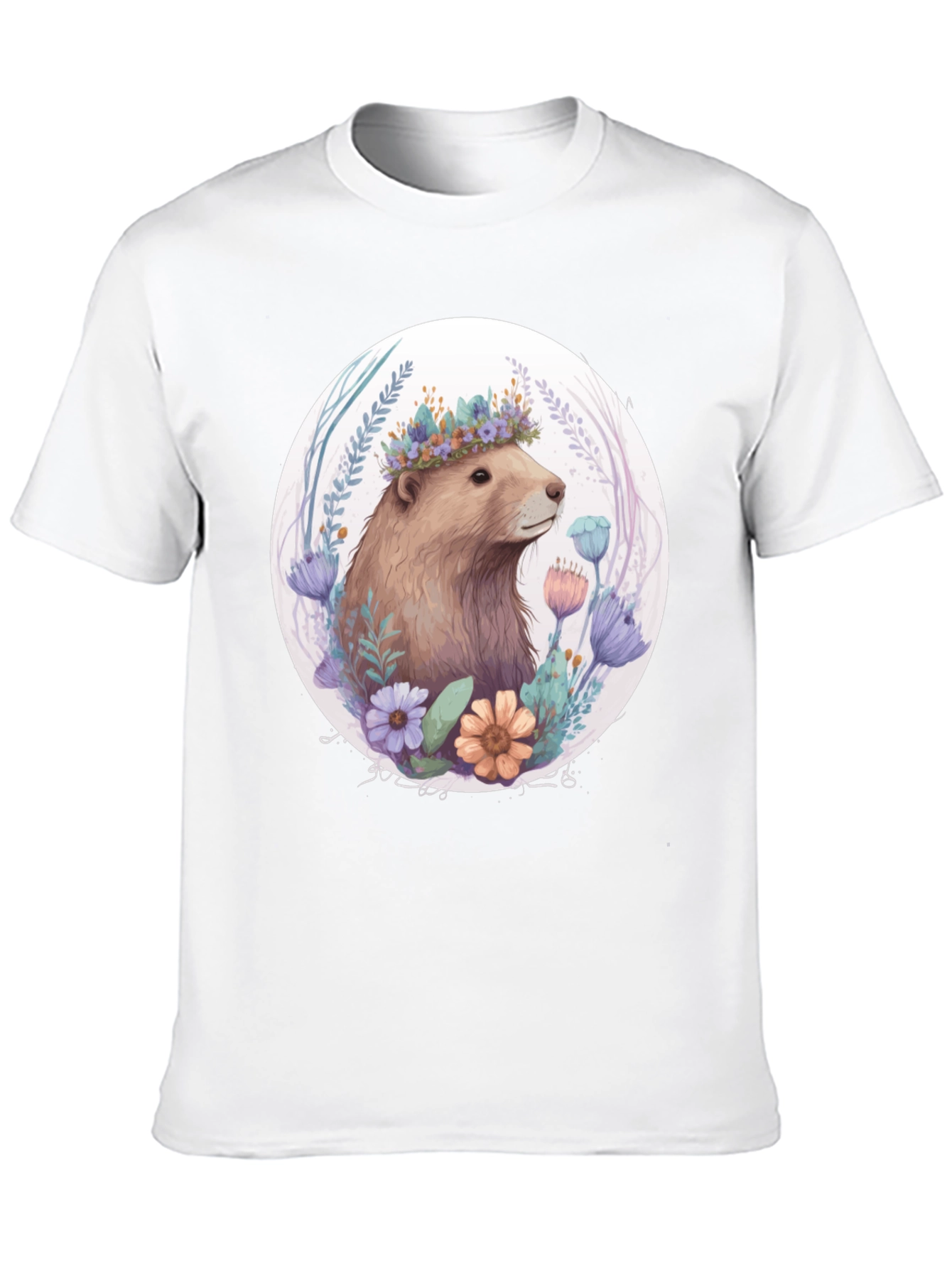 Floral Crown Beaver Graphic T-Shirt