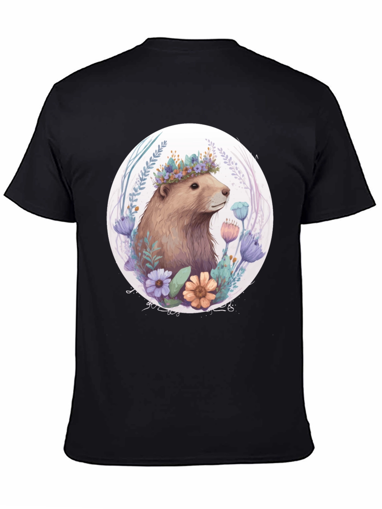 Floral Crown Beaver Graphic T-Shirt
