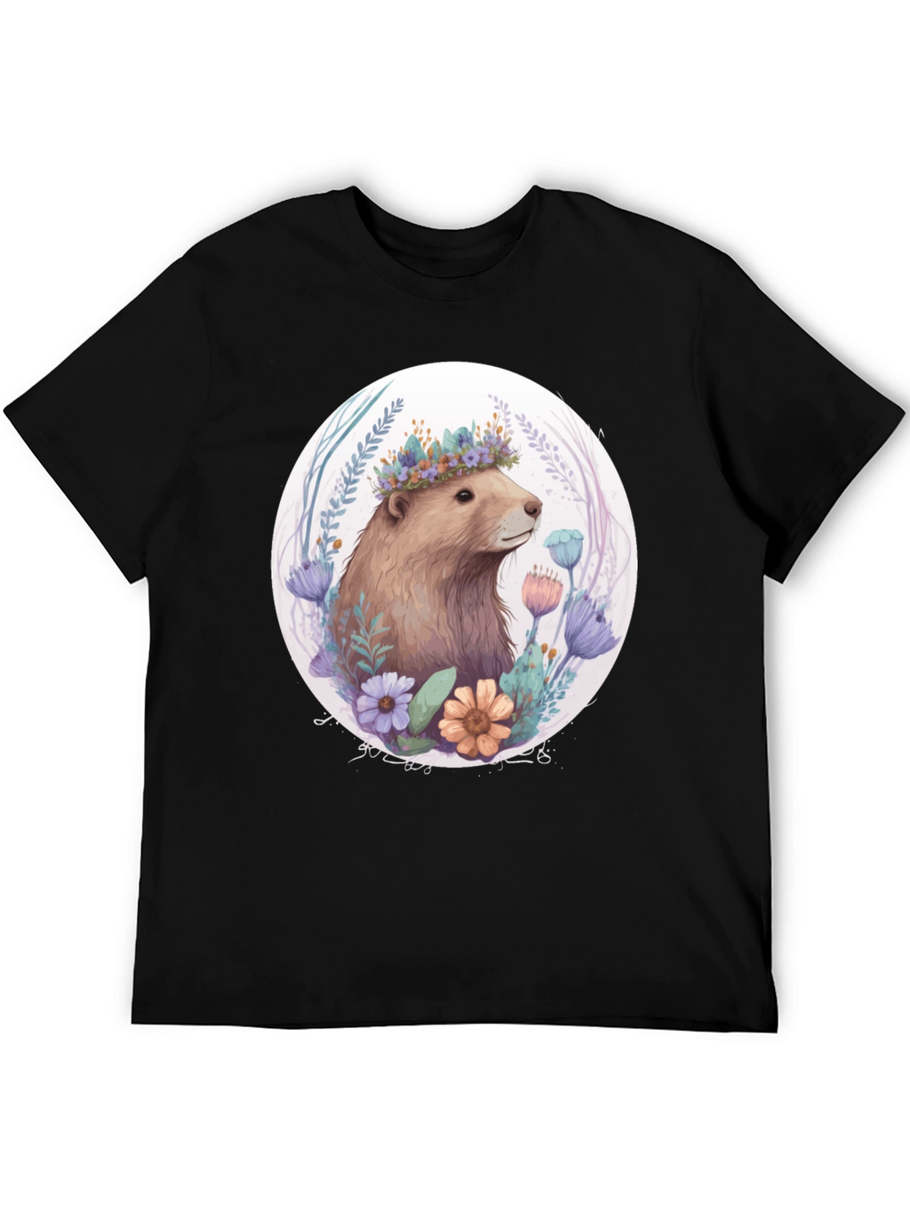 Floral Crown Beaver Graphic T-Shirt