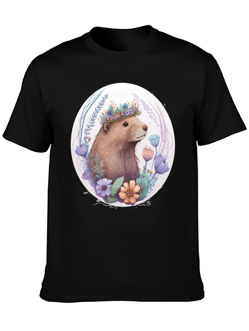 Floral Crown Beaver Graphic T-Shirt