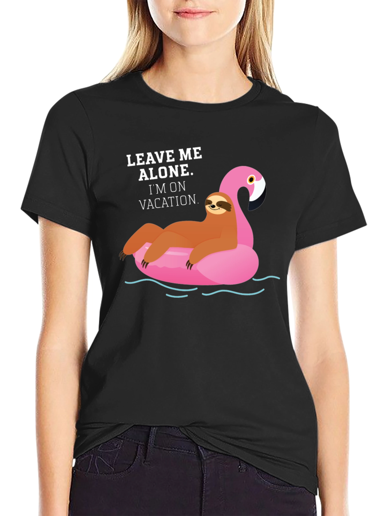 Vacation Sloth Flamingo Graphic T-Shirt