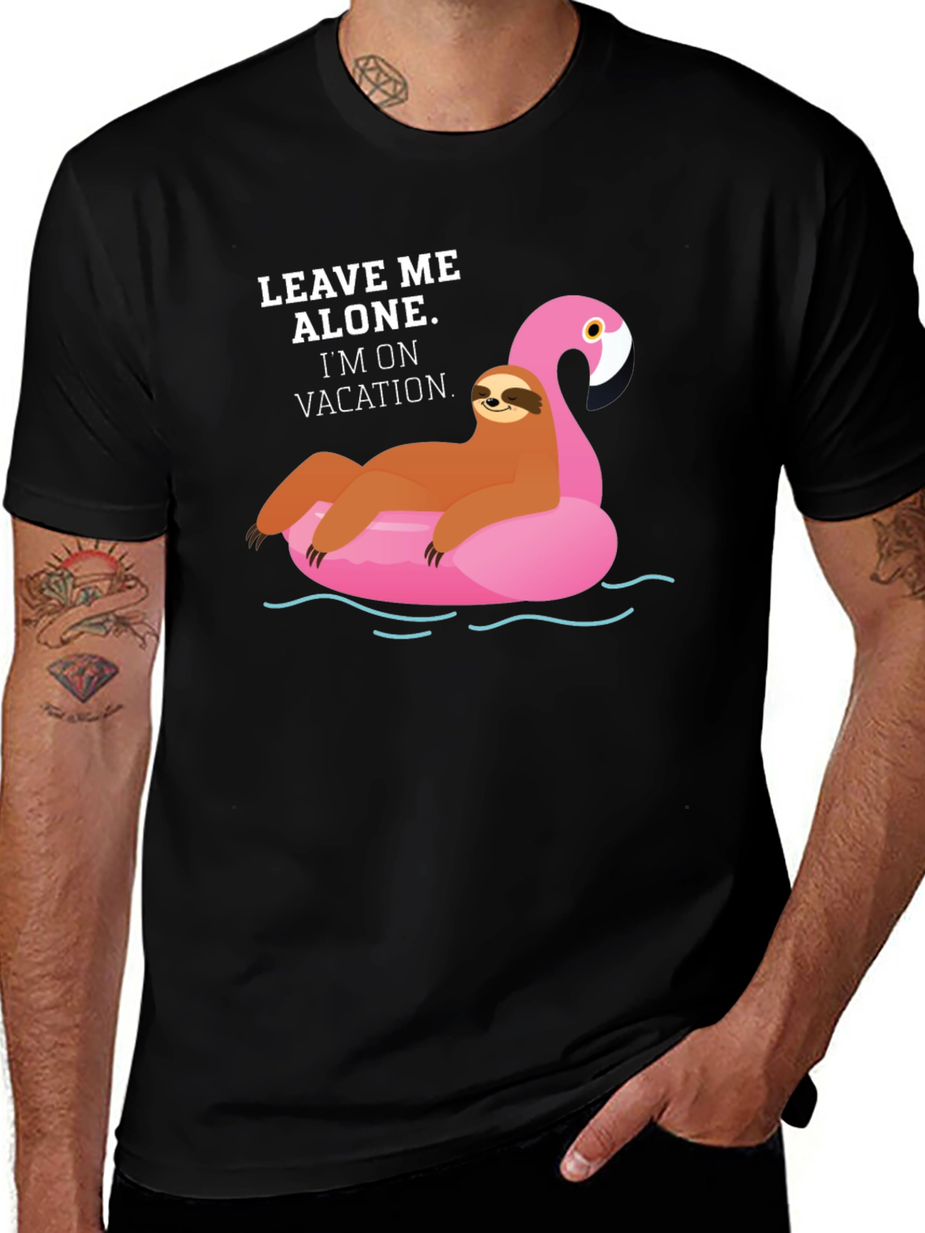 Vacation Sloth Flamingo Graphic T-Shirt