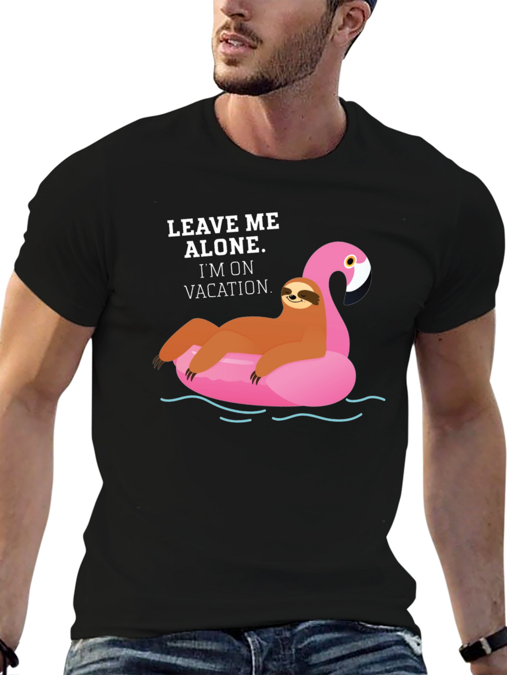 Vacation Sloth Flamingo Graphic T-Shirt