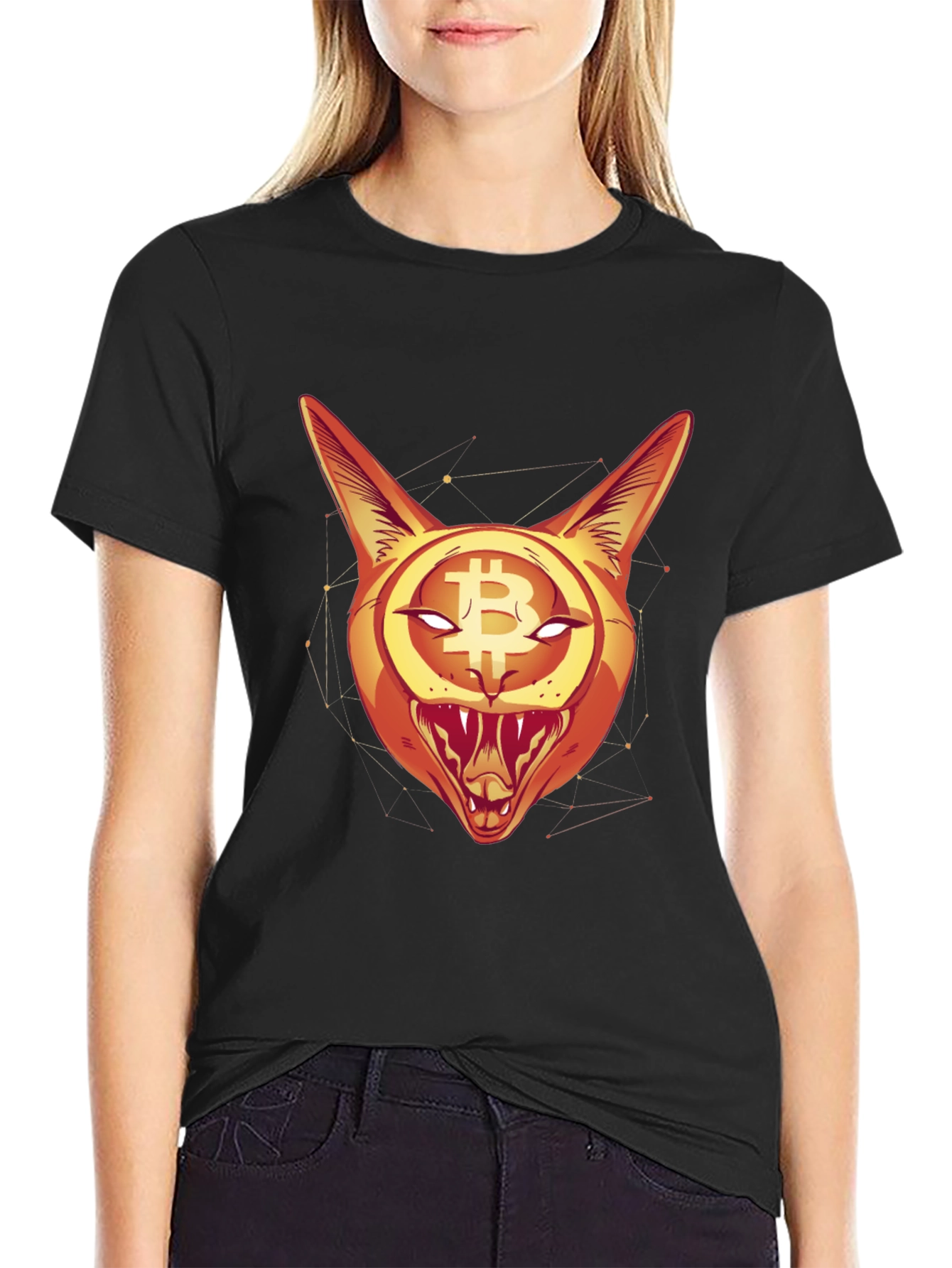 Bitcoin Cat Graphic Tee - Crypto Style