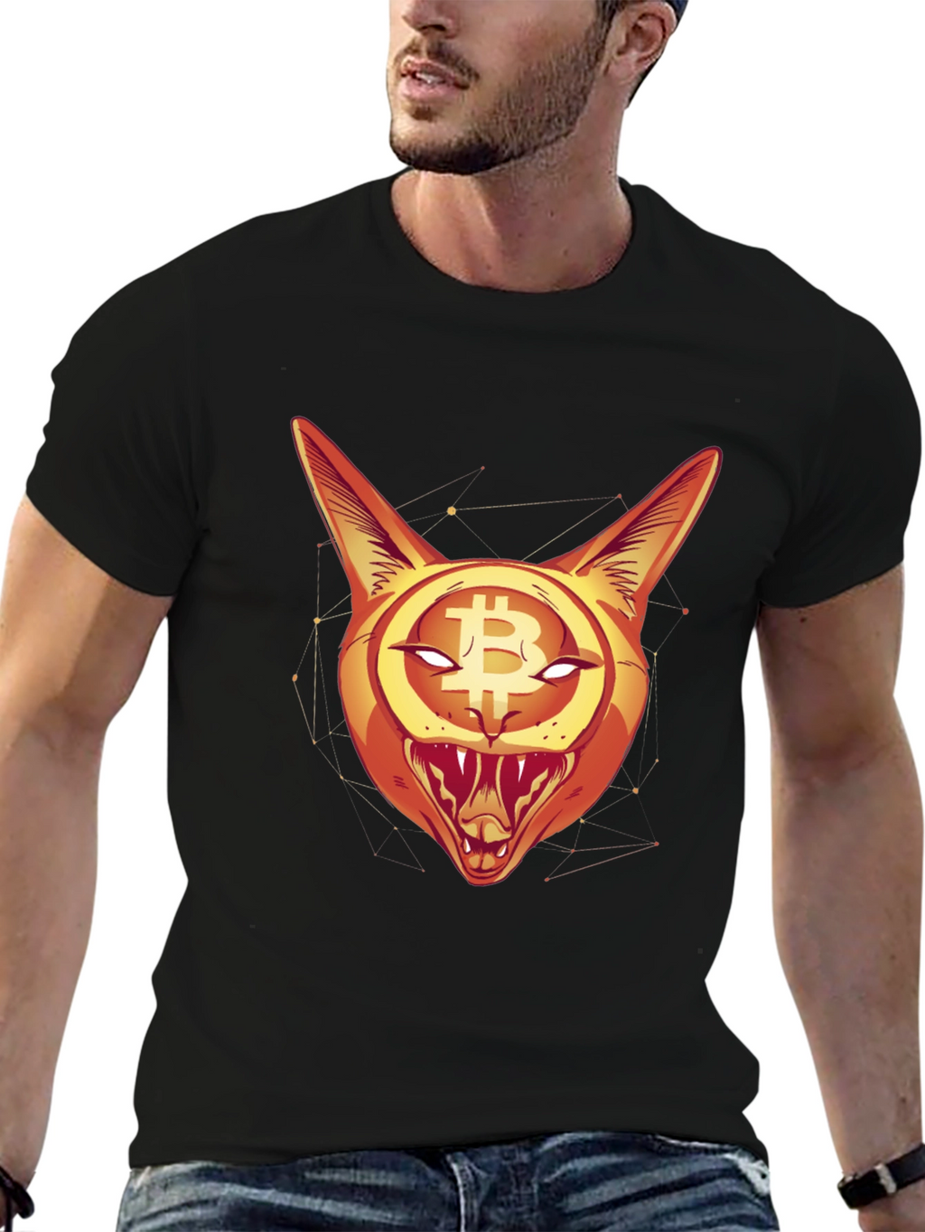 Bitcoin Cat Graphic Tee - Crypto Style