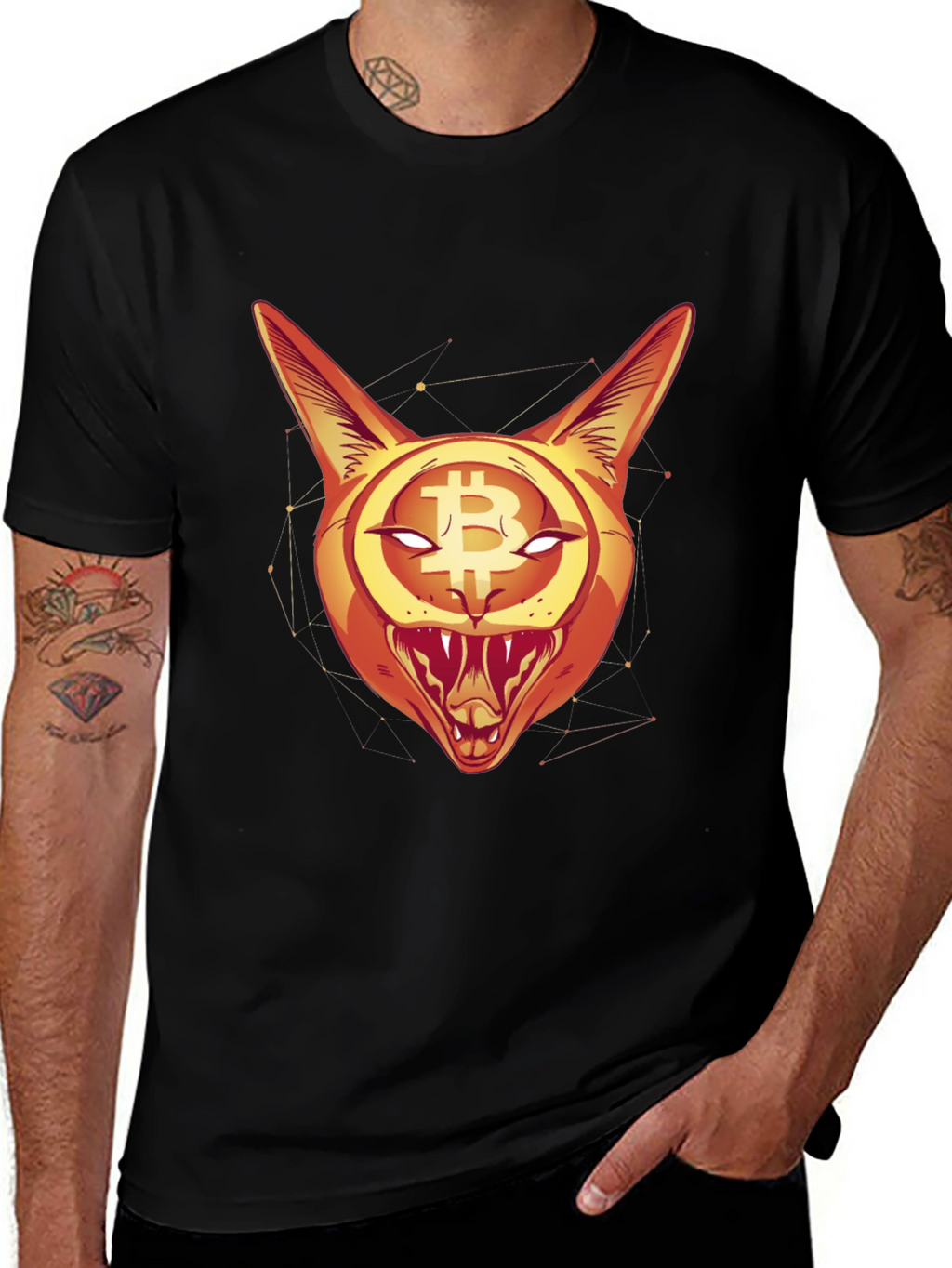 Bitcoin Cat Graphic Tee - Crypto Style