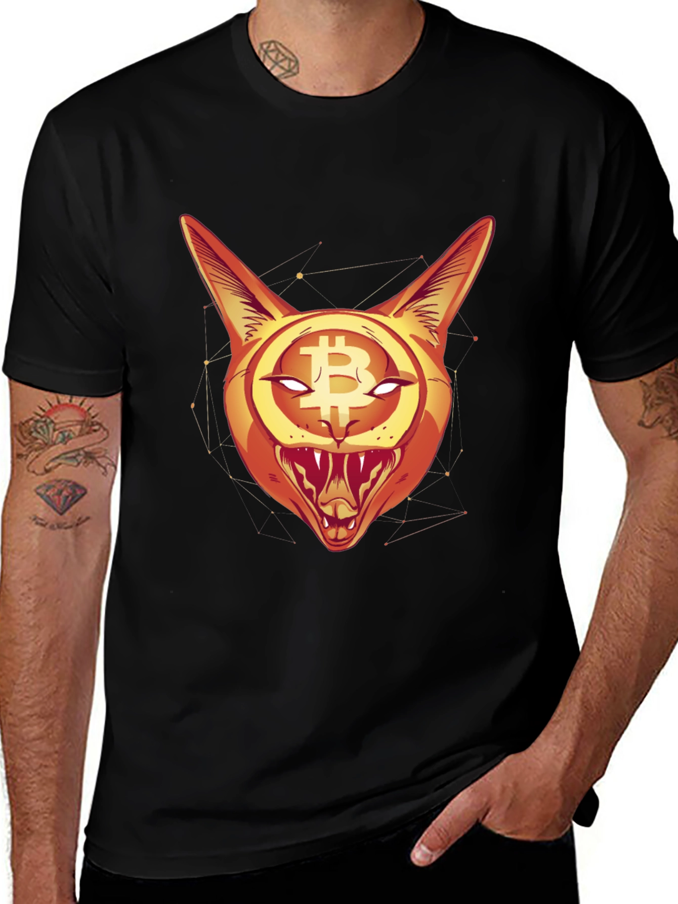 Bitcoin Cat Graphic Tee - Crypto Style