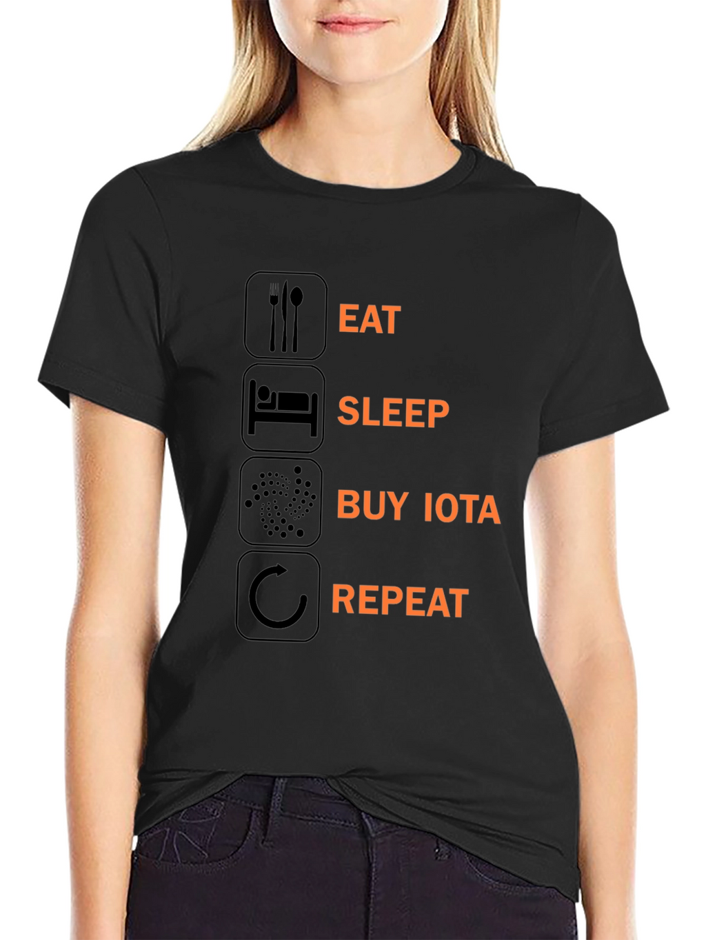 Eat Sleep Buy IOTA Repeat Black T-Shirt