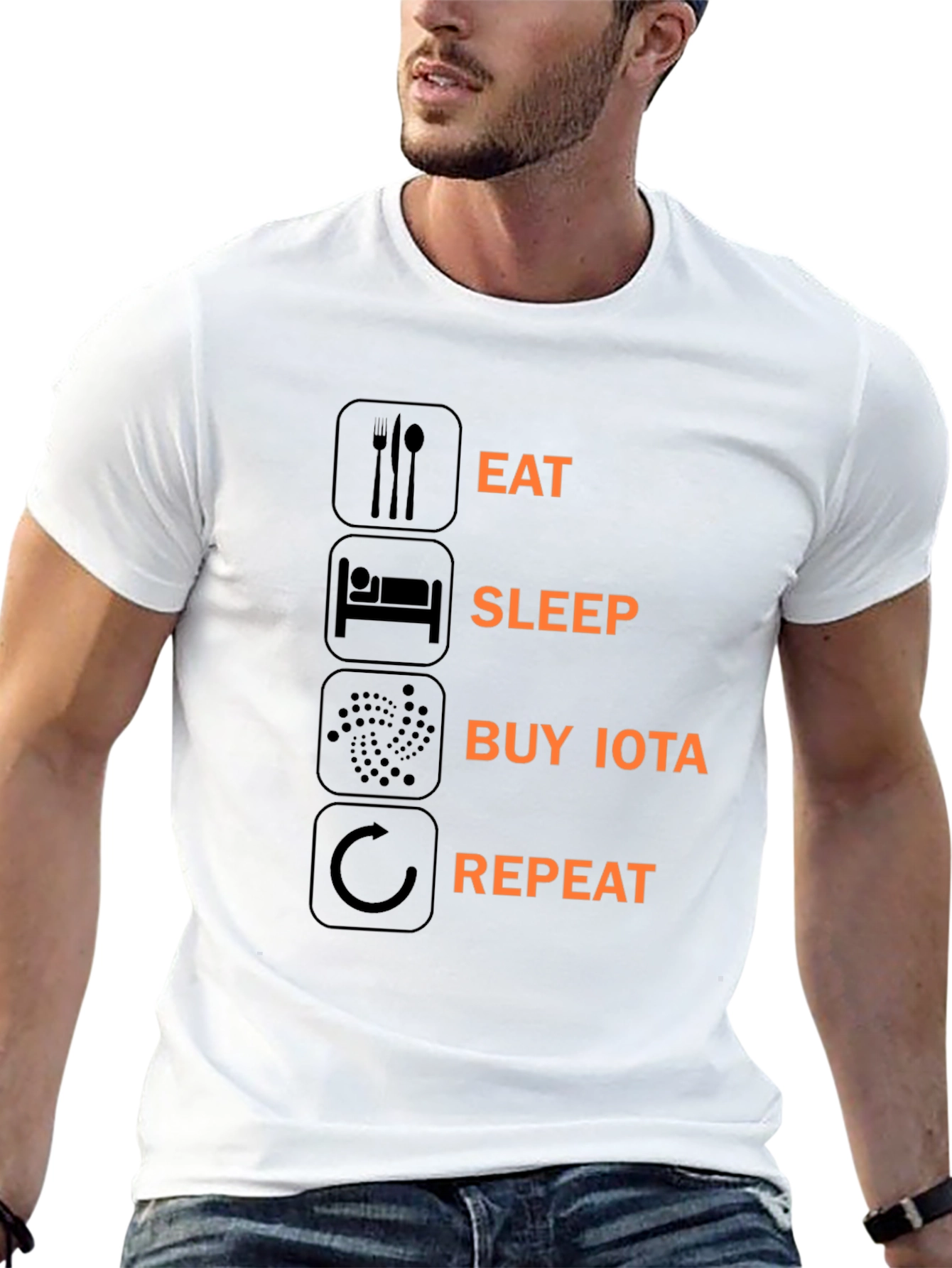 Eat Sleep Buy IOTA Repeat Black T-Shirt