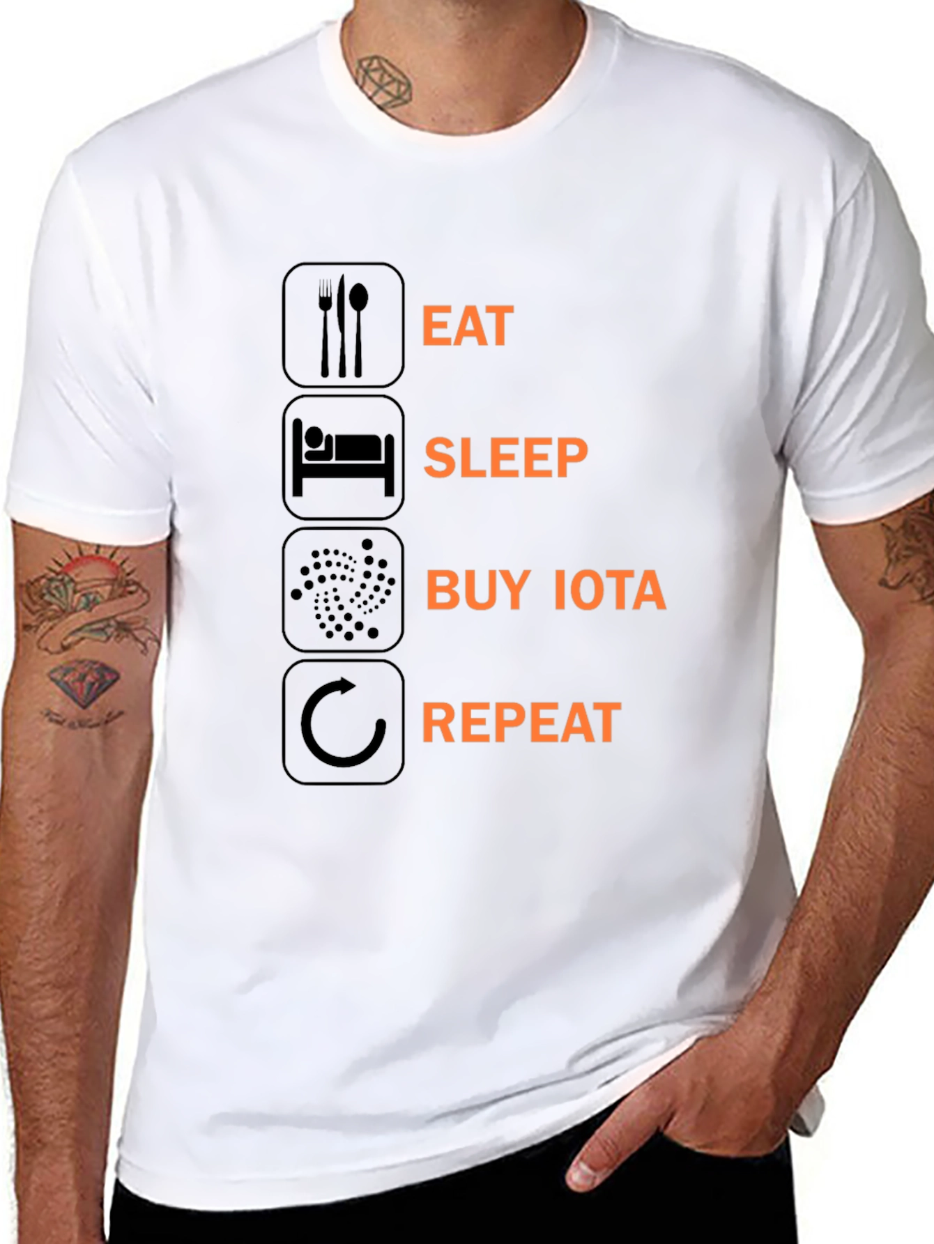Eat Sleep Buy IOTA Repeat Black T-Shirt