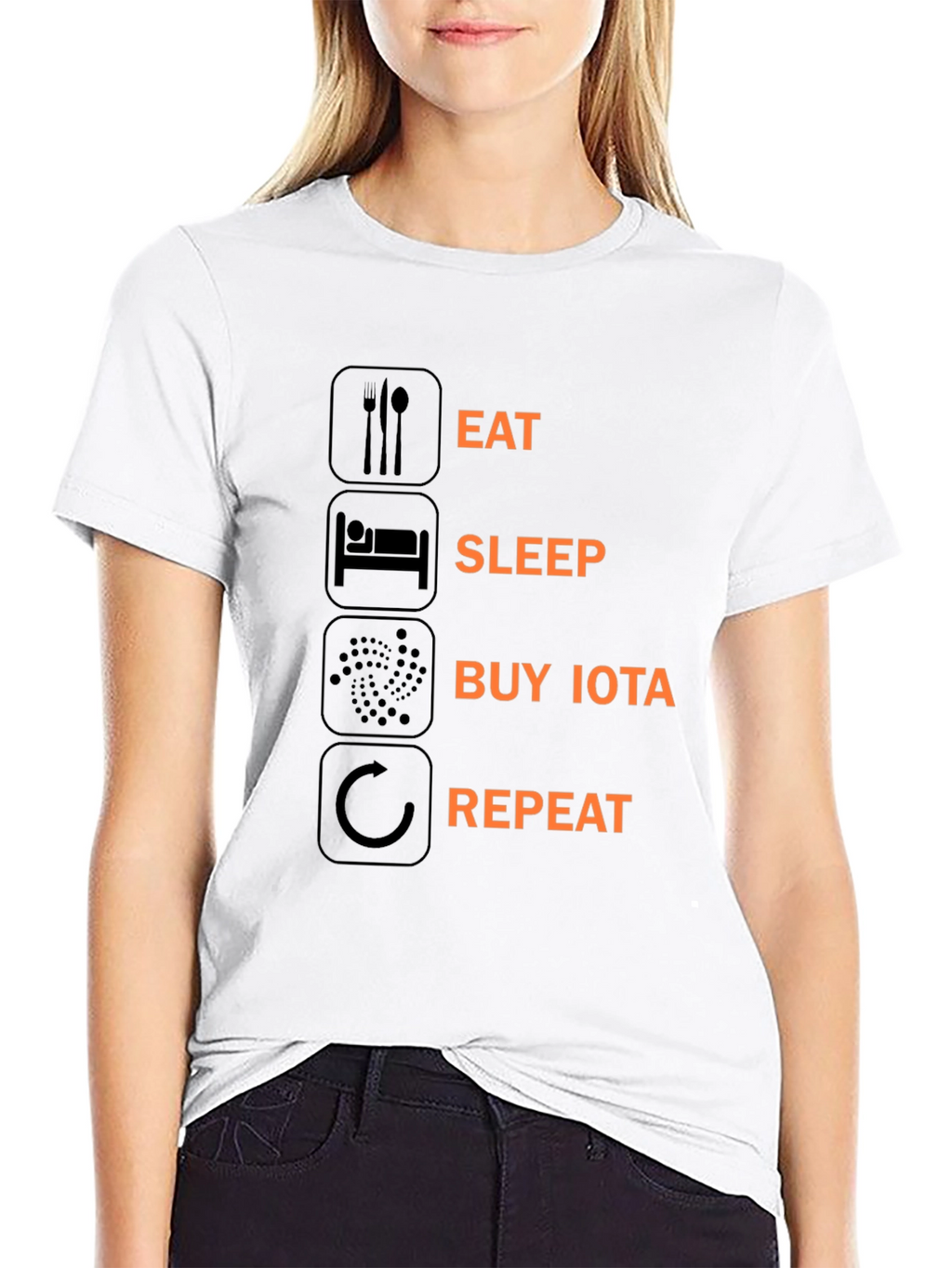 Eat Sleep Buy IOTA Repeat Black T-Shirt