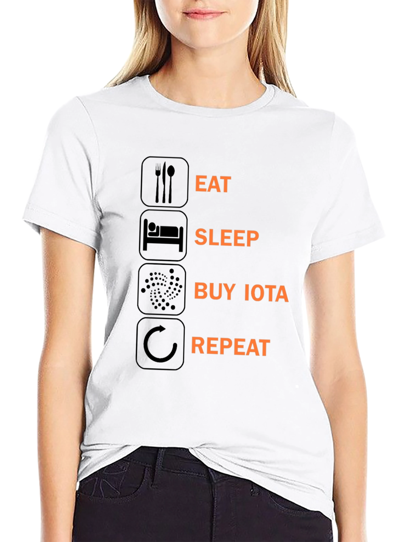Eat Sleep Buy IOTA Repeat Black T-Shirt